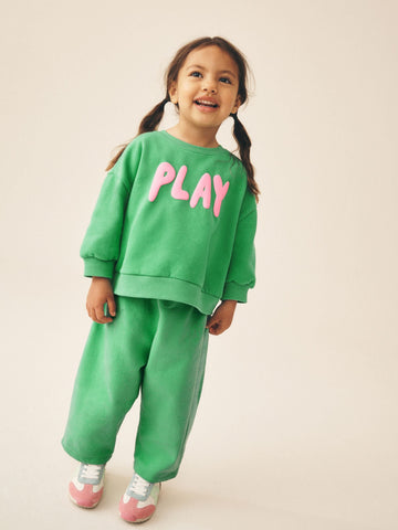 Green Play Crew Neck Sweatshirt and Barrel Trousers Set (3mths-7yrs)