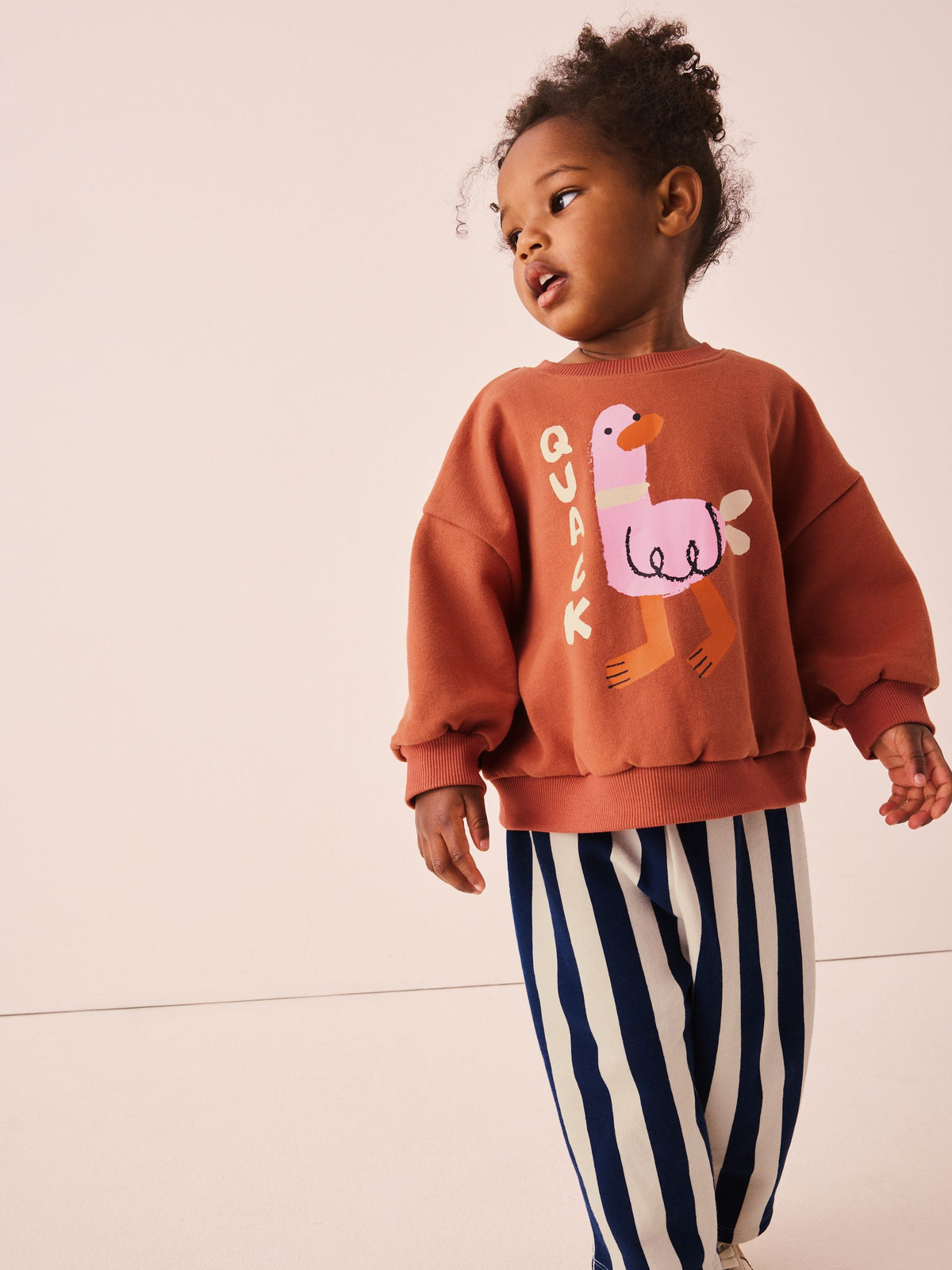 Navy Stripe Duck Crew Neck Sweatshirt and Barrel Trousers Set (3mths-7yrs)