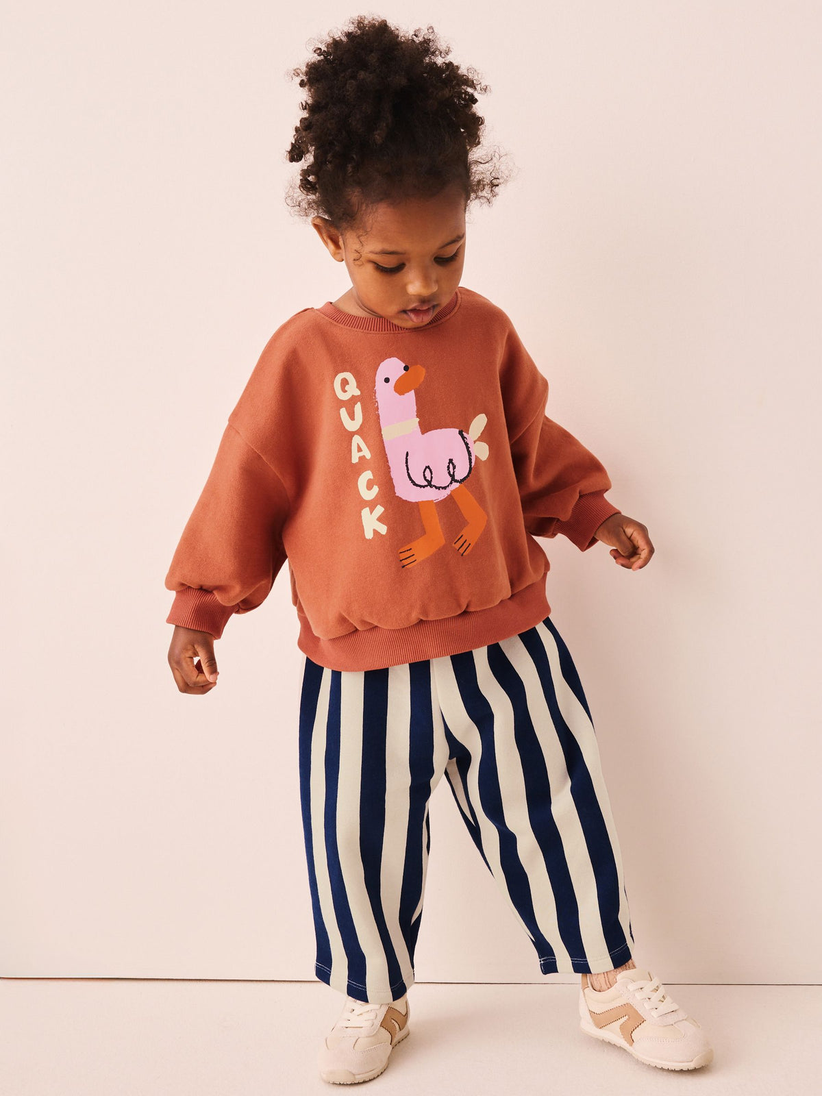Navy Stripe Duck Crew Neck Sweatshirt and Barrel Trousers Set (3mths-7yrs)
