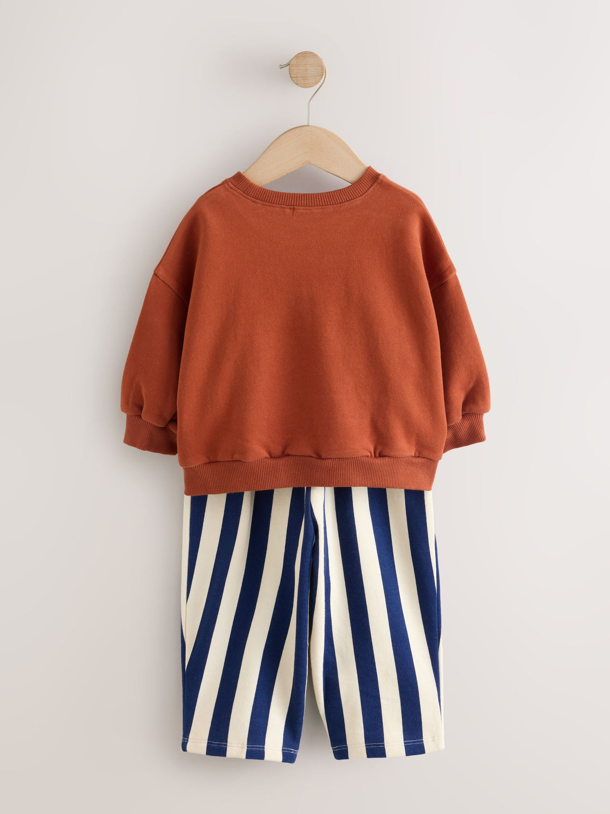 Navy Stripe Duck Crew Neck Sweatshirt and Barrel Trousers Set (3mths-7yrs)