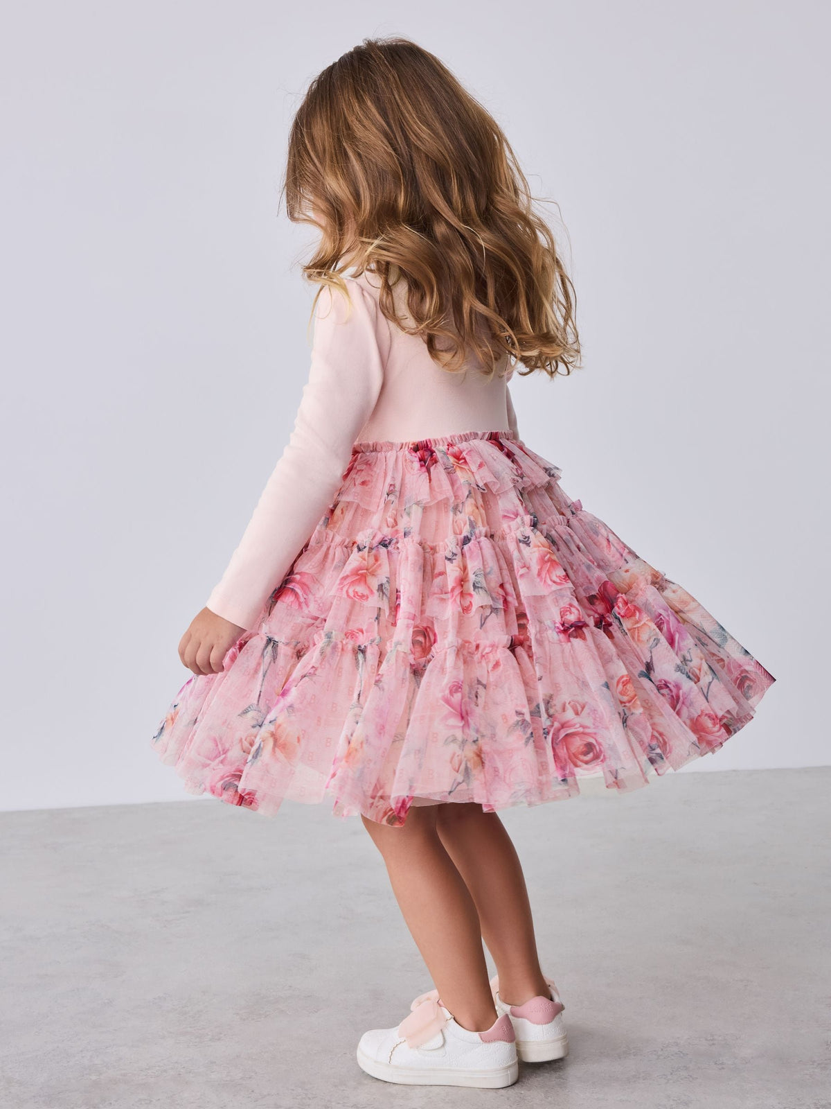Baker by Ted Baker Pink Floral Tiered Mesh Mockable Dress