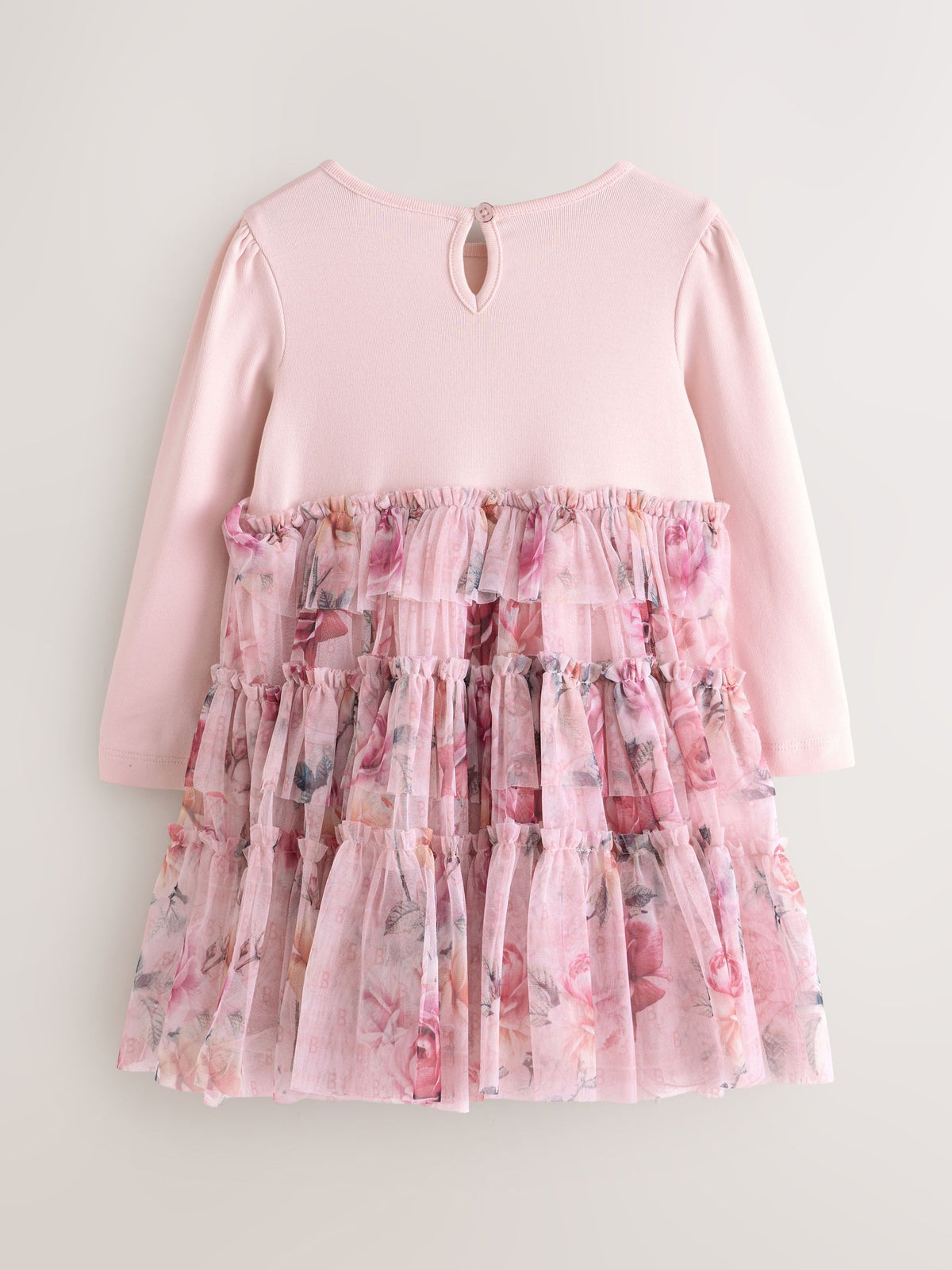 Baker by Ted Baker Pink Floral Tiered Mesh Mockable Dress