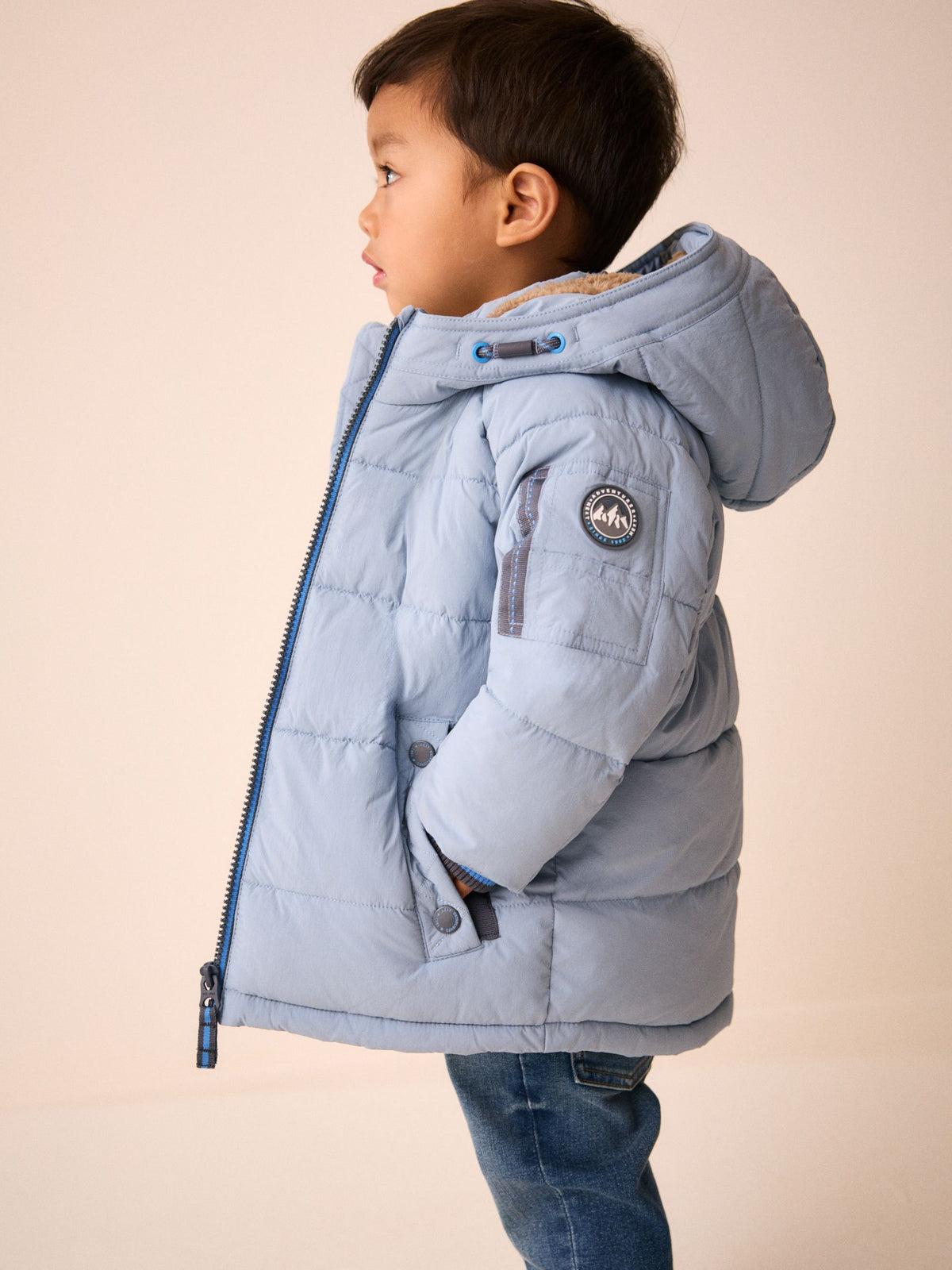 Light Blue Borg Lined Padded Coat (6mths-7yrs)