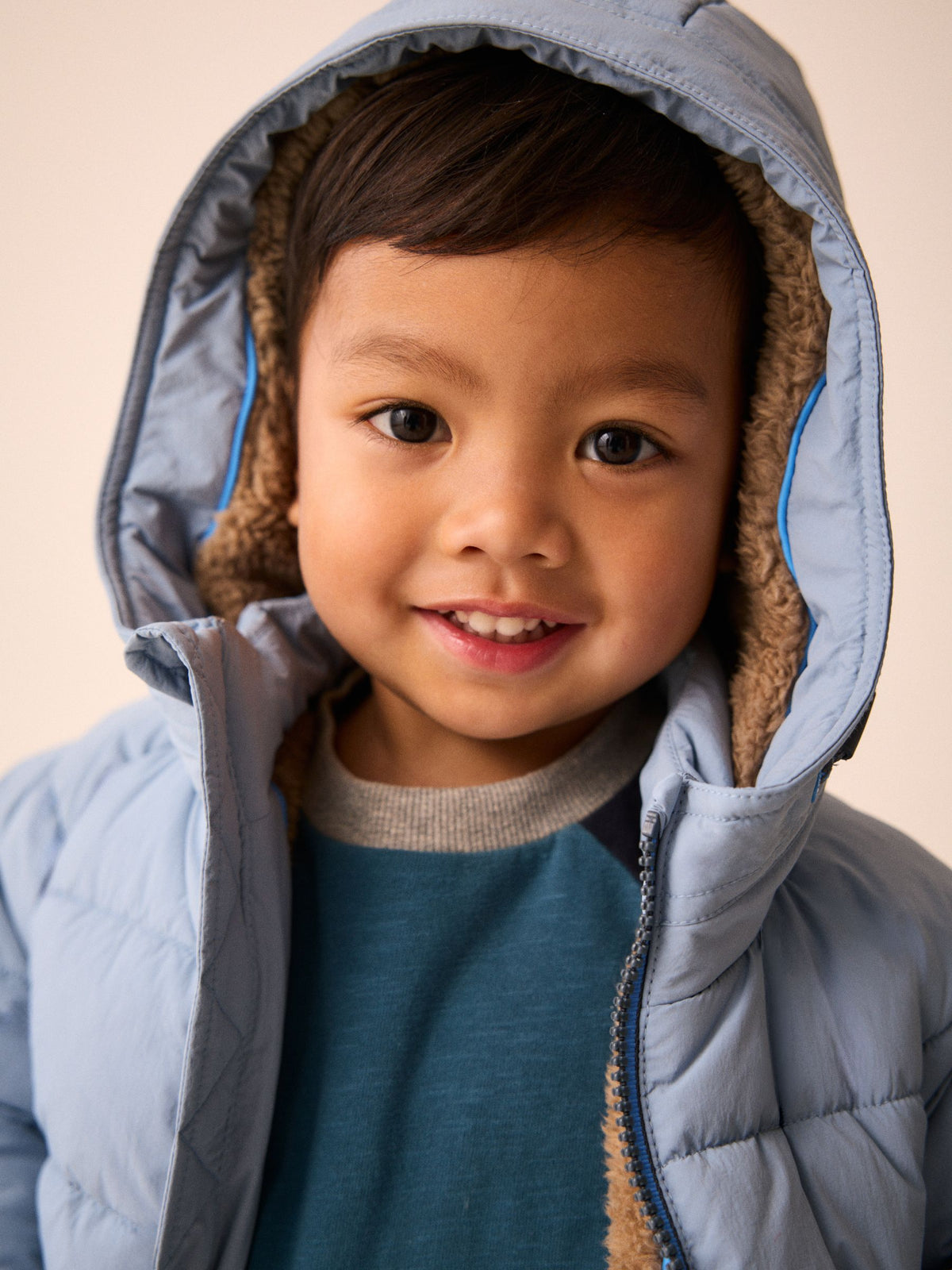 Light Blue Borg Lined Padded Coat (6mths-7yrs)