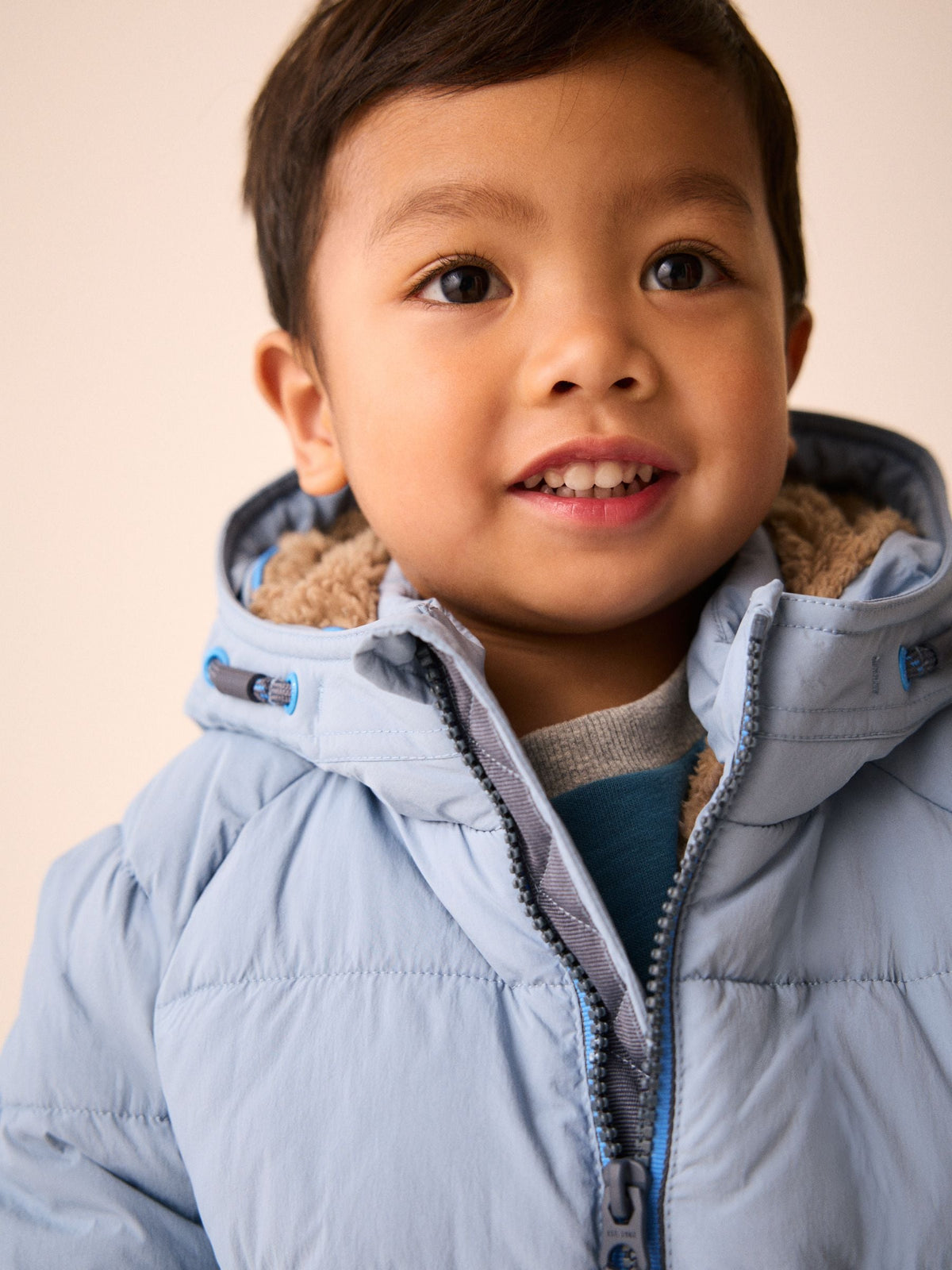 Light Blue Borg Lined Padded Coat (6mths-7yrs)