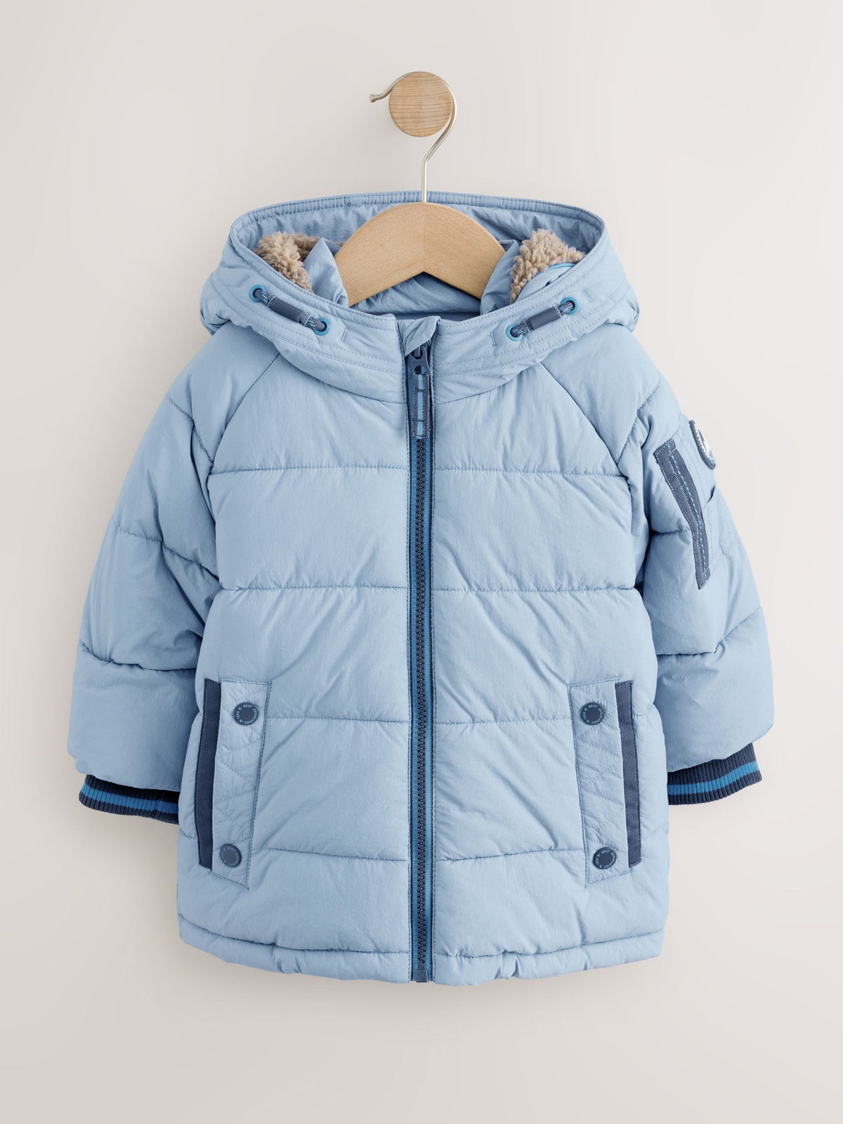 Light Blue Borg Lined Padded Coat (6mths-7yrs)