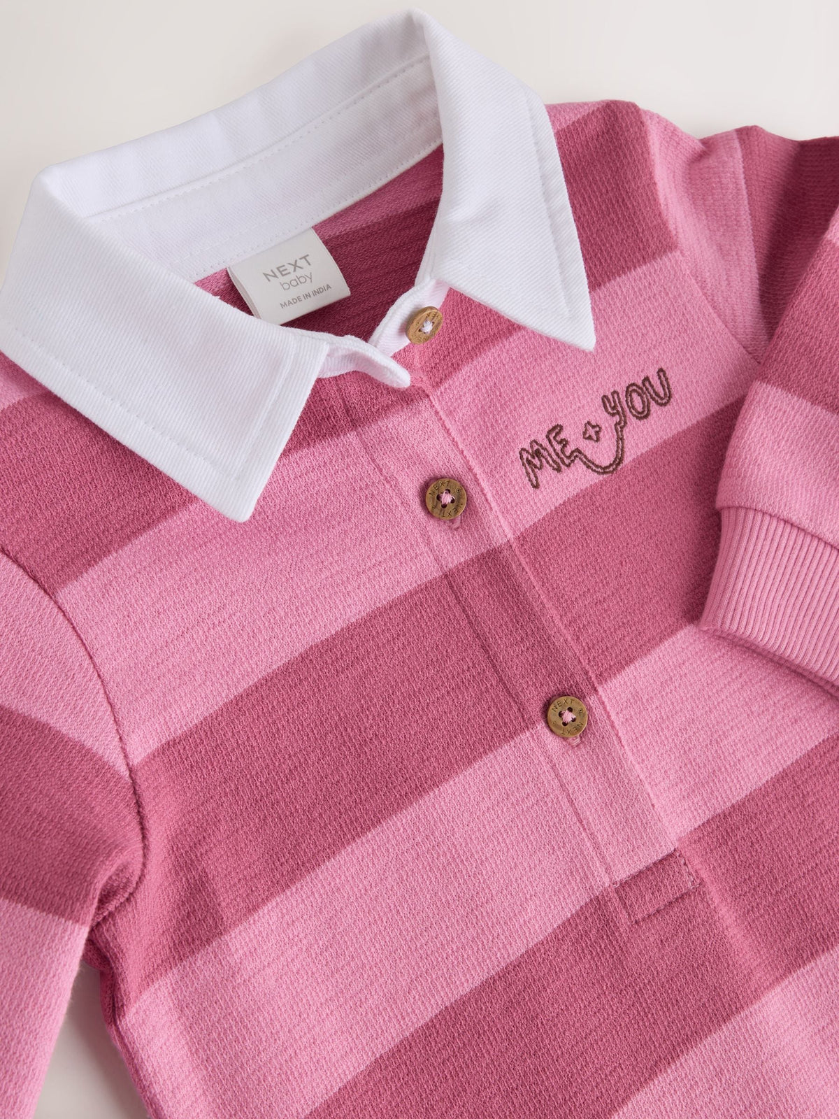 Pink Stripe Collared Jersey Baby Romper (0mths-2yrs)