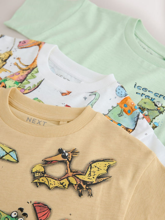 Multi Long Sleeve Graphic Print T-Shirts 3 Pack (3mths-7yrs)