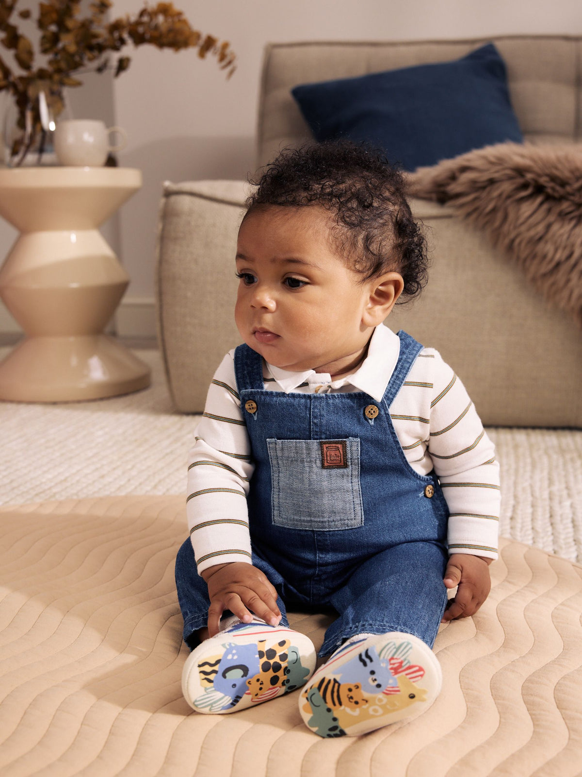 Blue Denim Baby Dungarees and Polo Bodysuit Set (0mths-3yrs)