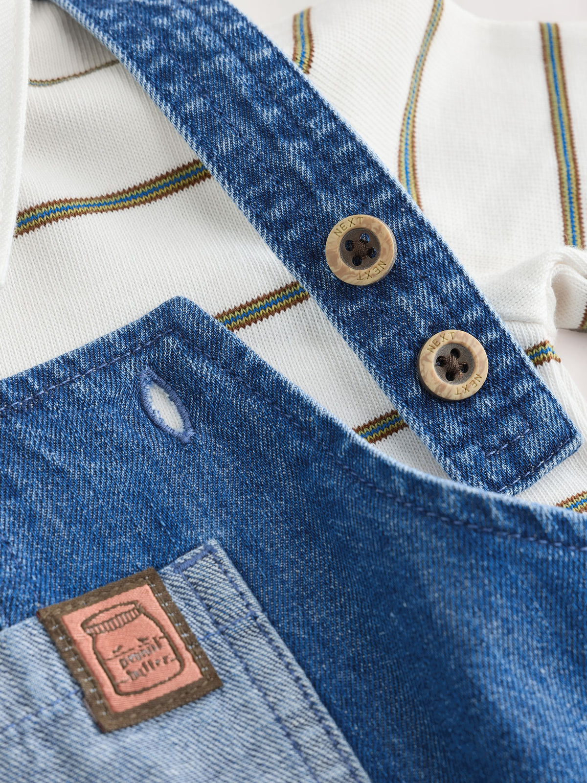 Blue Denim Baby Dungarees and Polo Bodysuit Set (0mths-3yrs)
