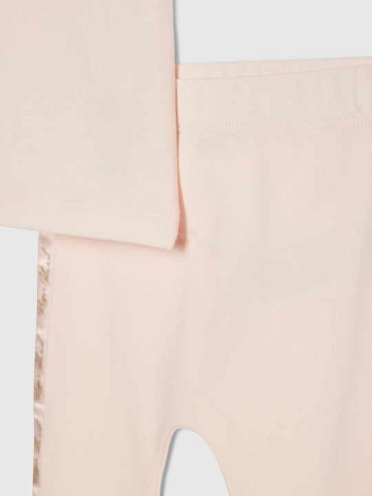 River Island Pink Branded Satin Bow T-Shirt and Leggings Set