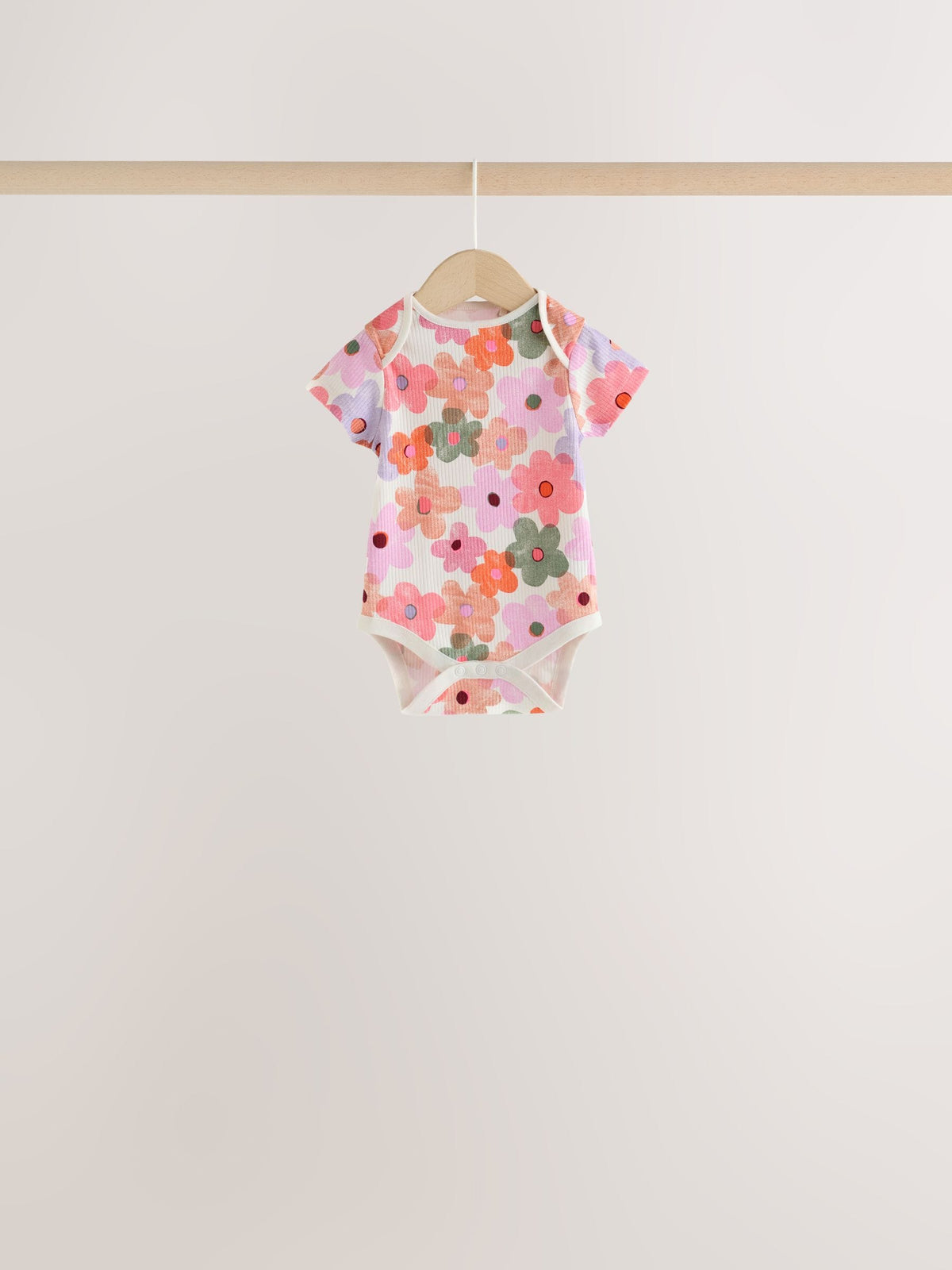 Orange Floral Short Sleeve Baby Bodysuit 5 Pack