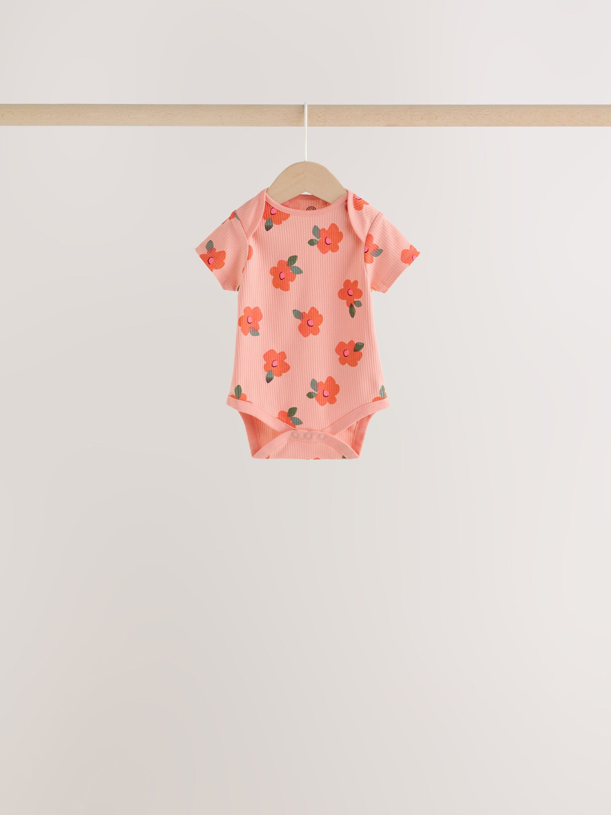 Orange Floral Short Sleeve Baby Bodysuit 5 Pack