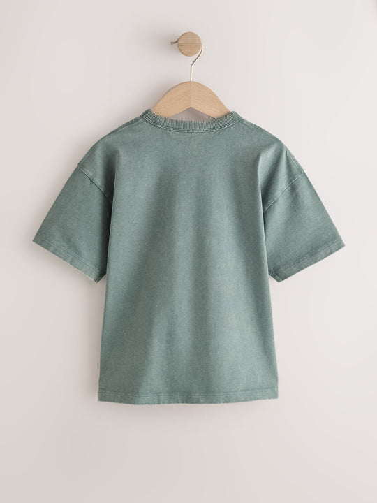 Teal Blue Burger Washed Graphic T-Shirt (3-16yrs)