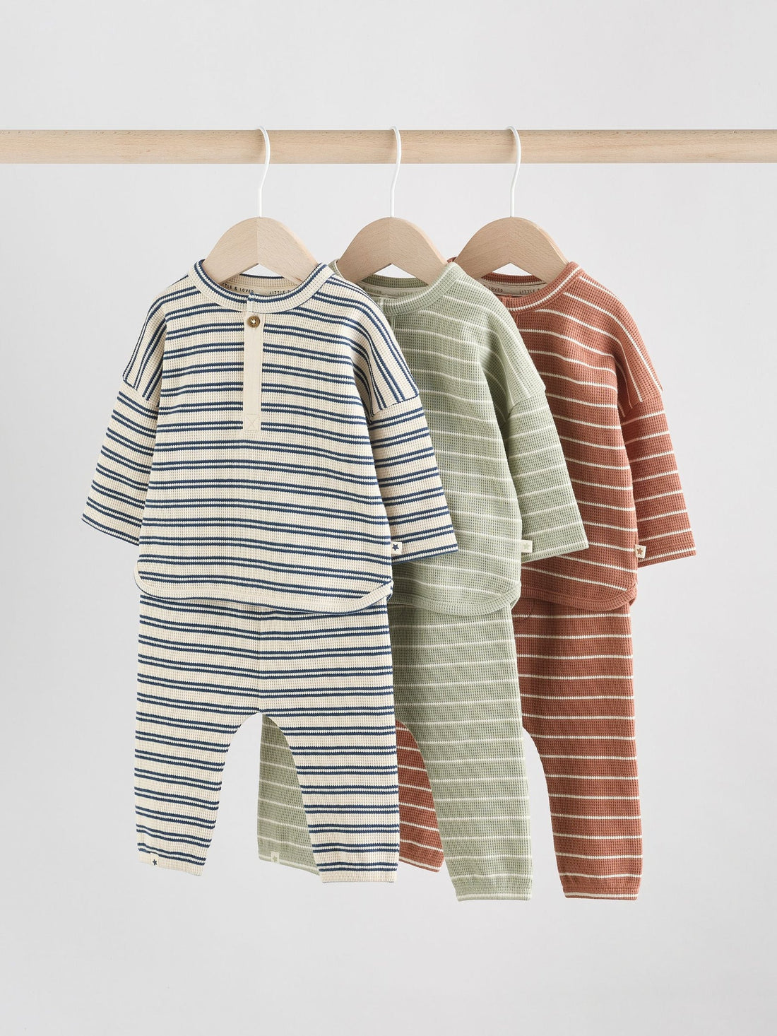 Green/Blue/Brown Stripe Baby Top & Leggings 6 Piece Set (0mths-3yrs)