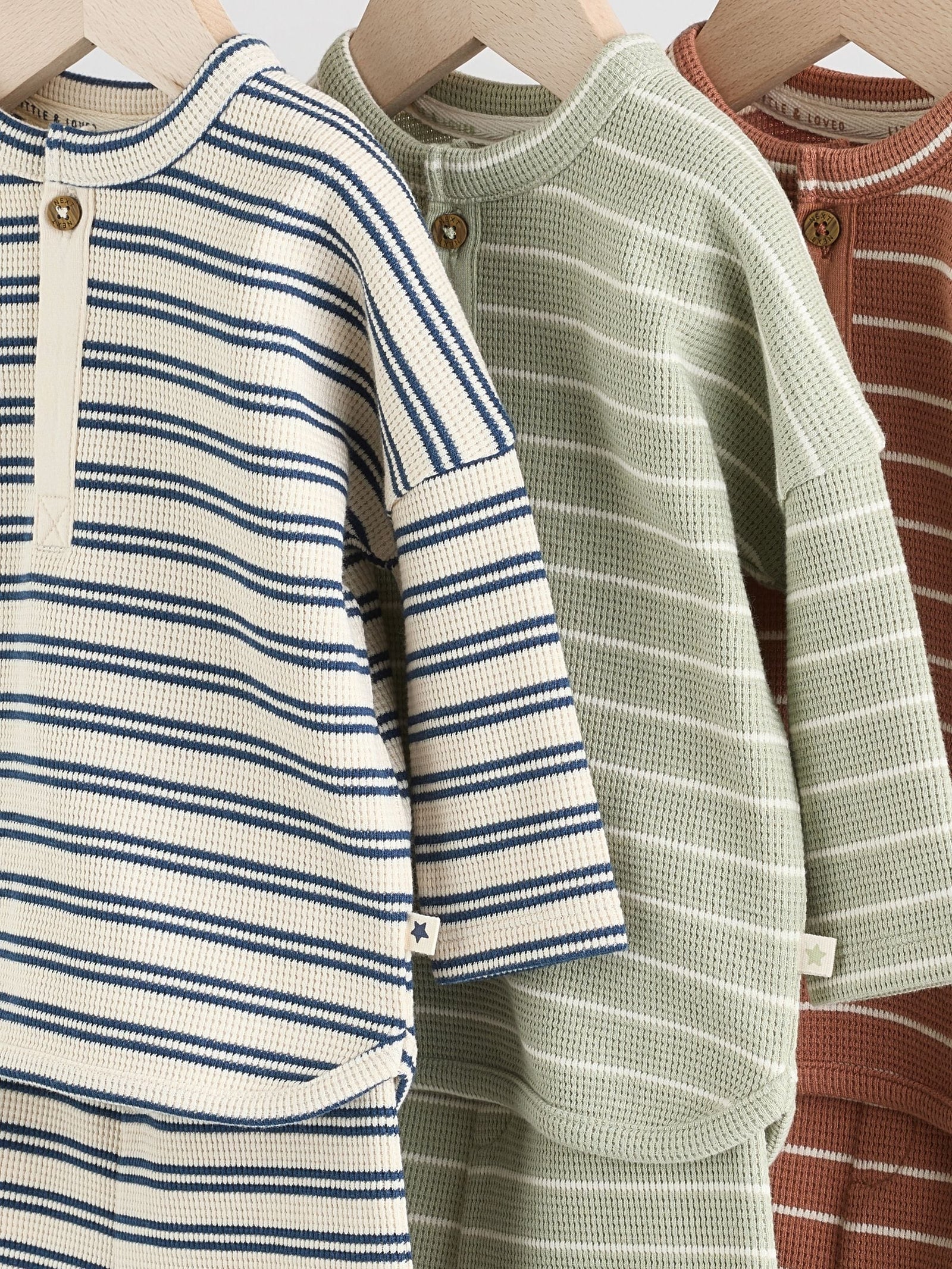 Green/Blue/Brown Stripe Baby Top & Leggings 6 Piece Set (0mths-3yrs)