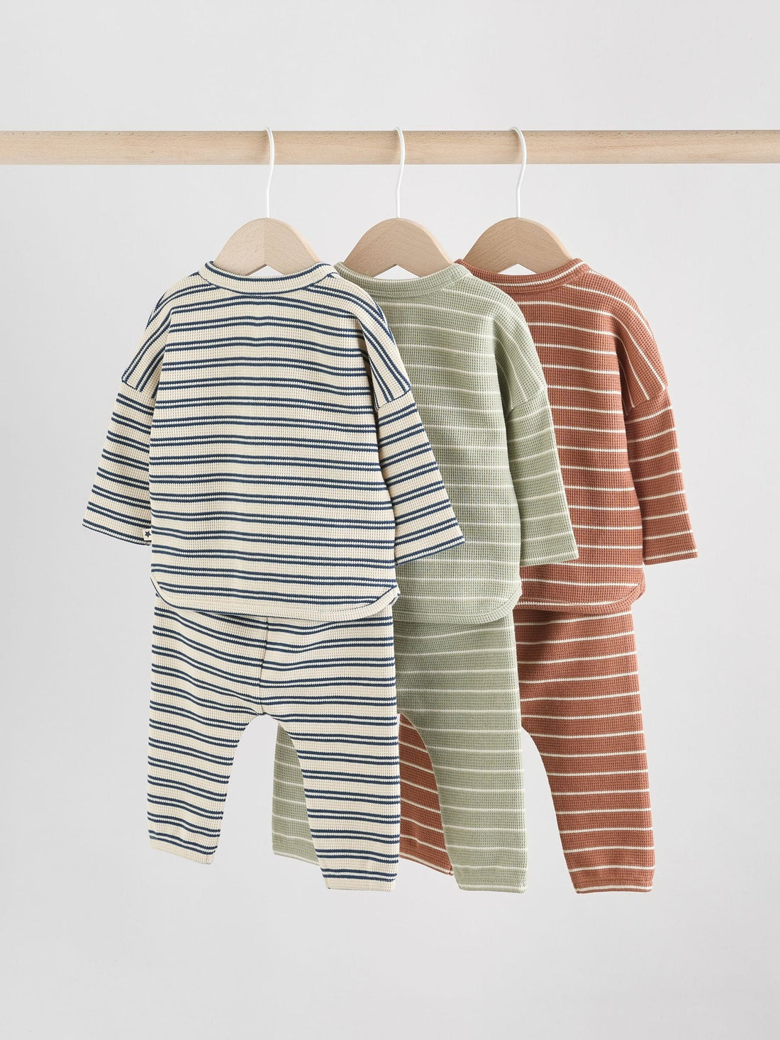 Green/Blue/Brown Stripe Baby Top & Leggings 6 Piece Set (0mths-3yrs)