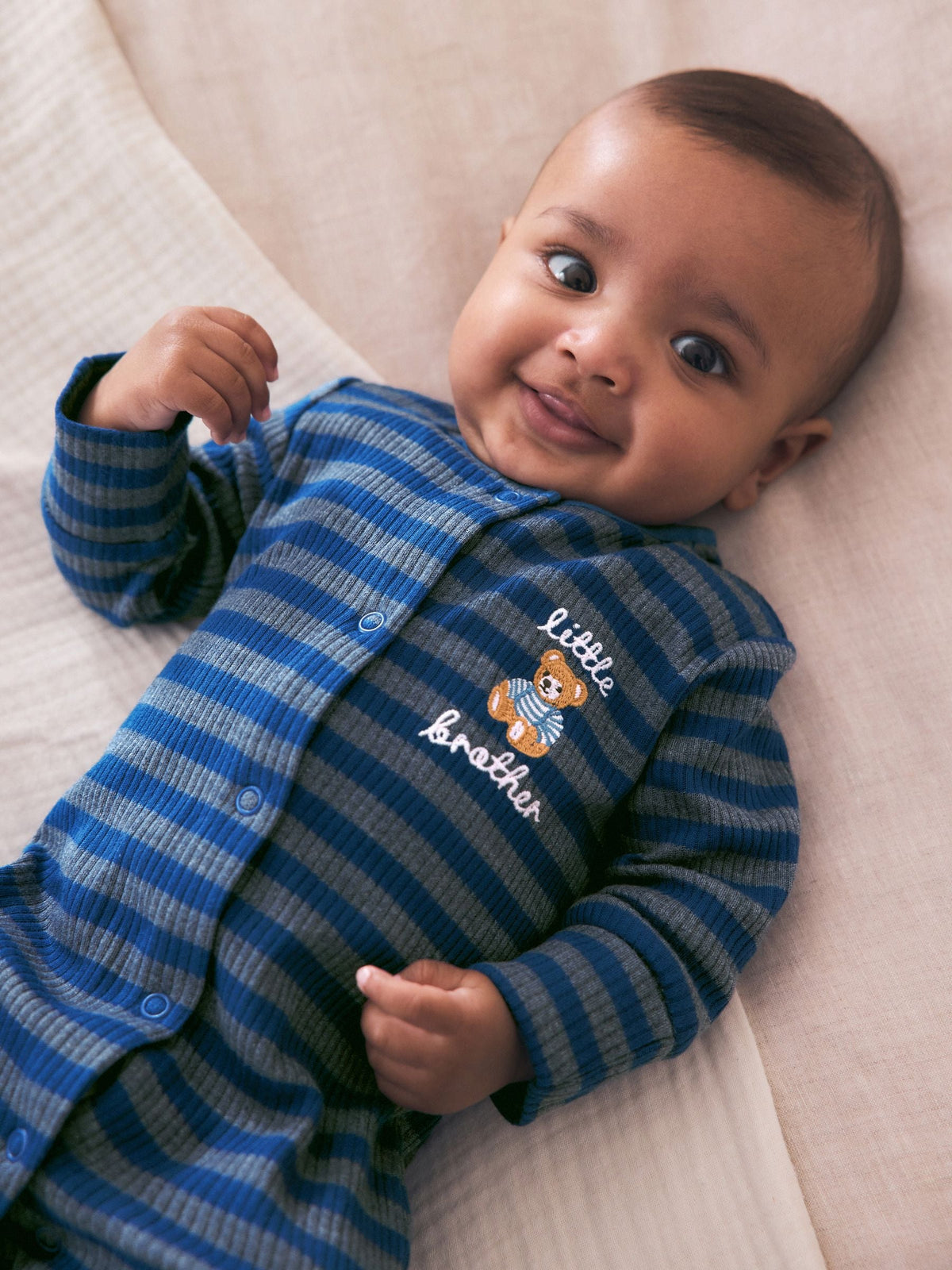 Navy Little Brother Family Baby Sleepsuit (0-2yrs)