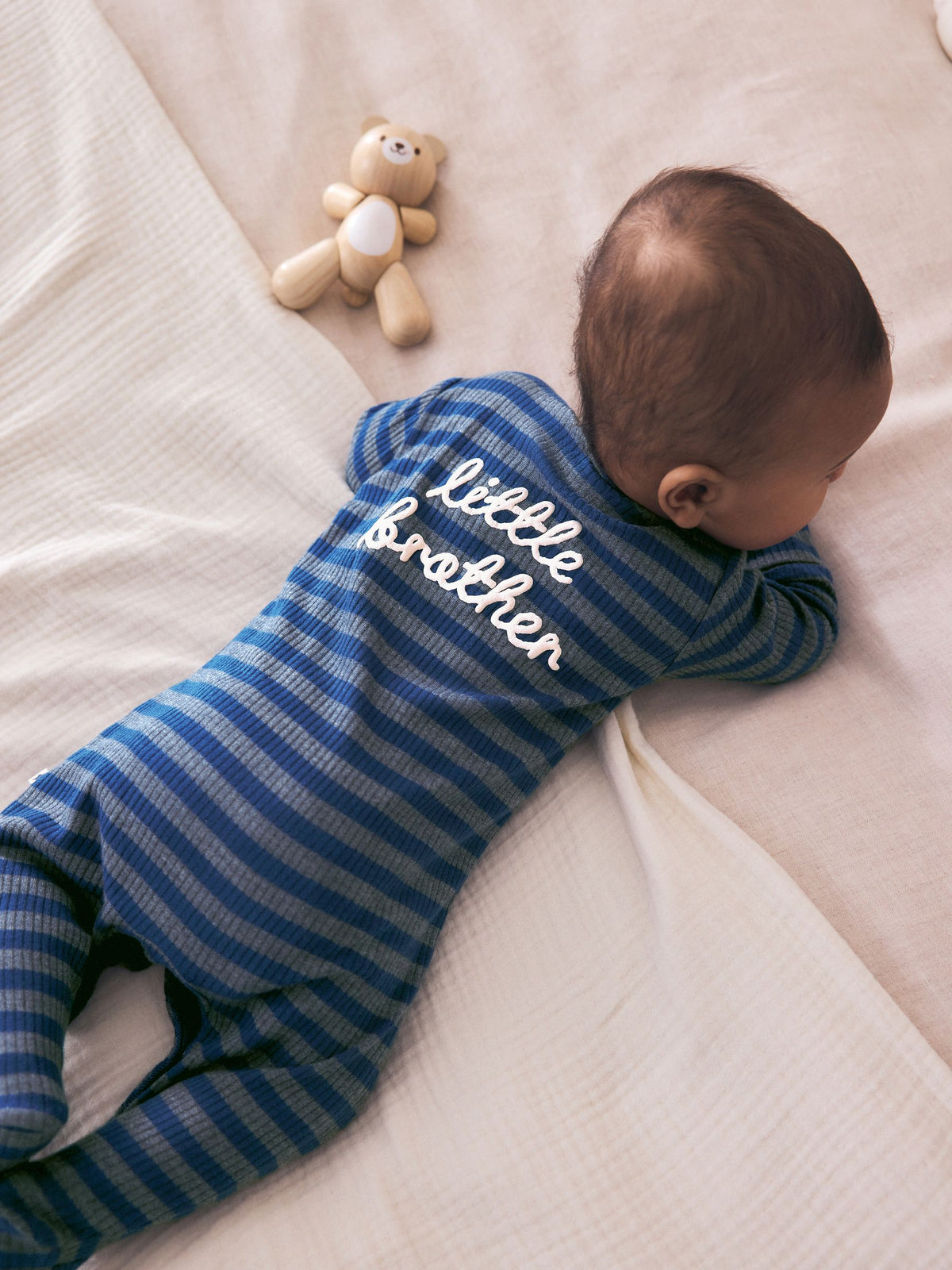 Navy Little Brother Family Baby Sleepsuit (0-2yrs)