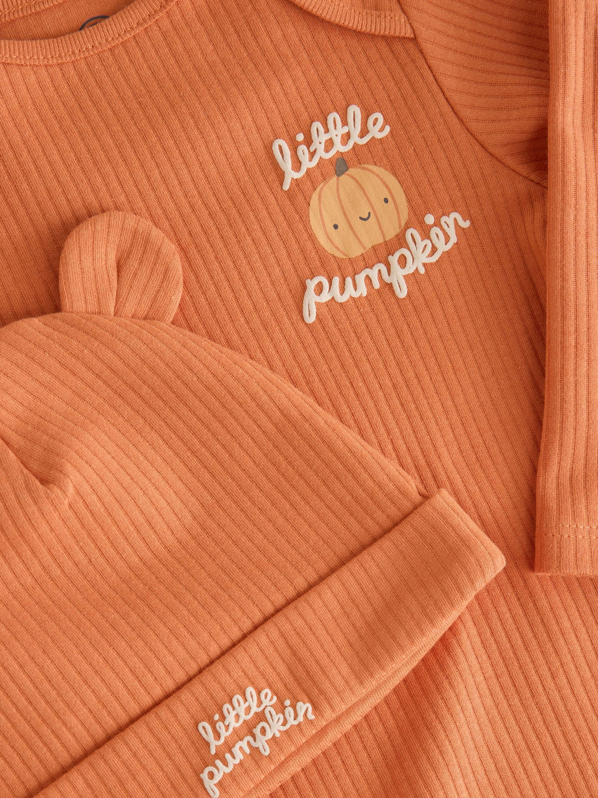 Orange Halloween Little Pumpkin Baby Bodysuit and Hat Set 2 Piece