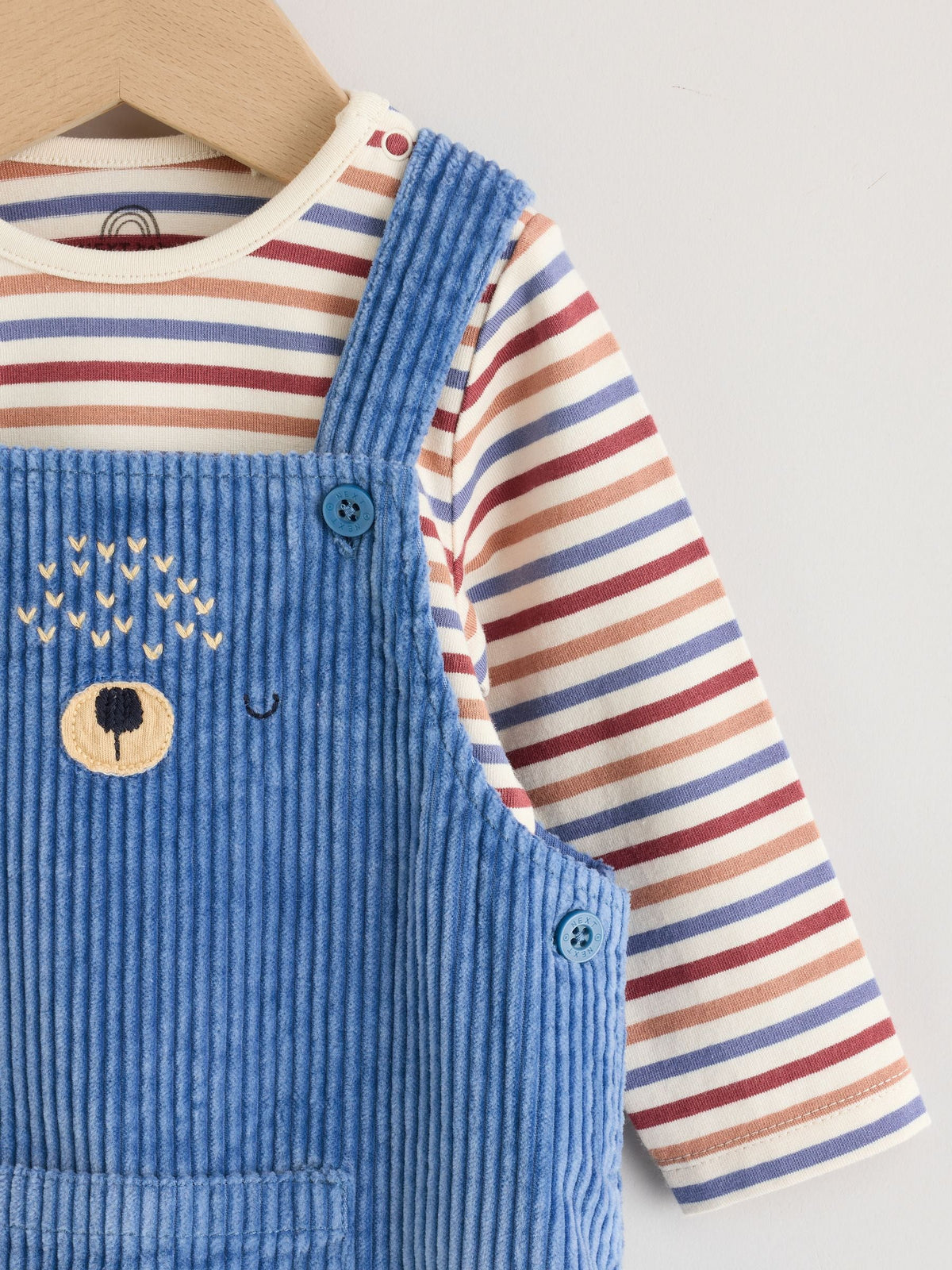 Navy Blue Bear Cord Dungarees and Bodysuit Baby Set (0mths-3yrs)