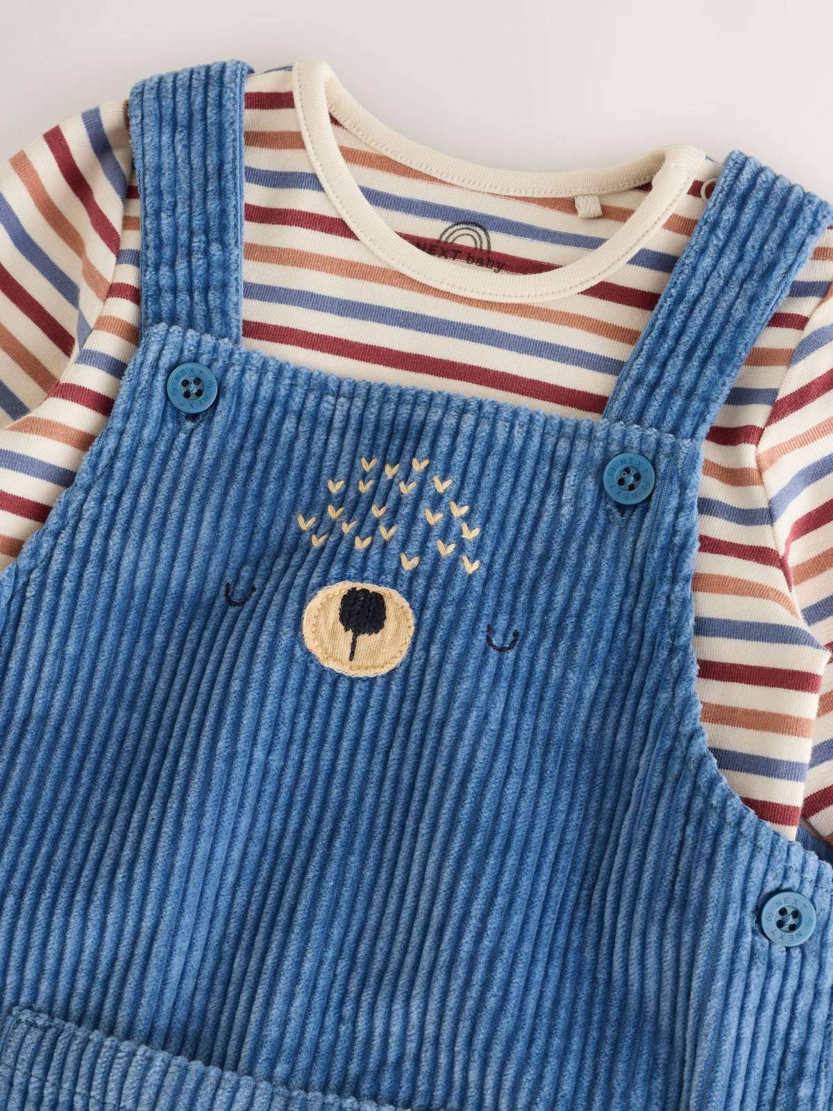 Navy Blue Bear Cord Dungarees and Bodysuit Baby Set (0mths-3yrs)