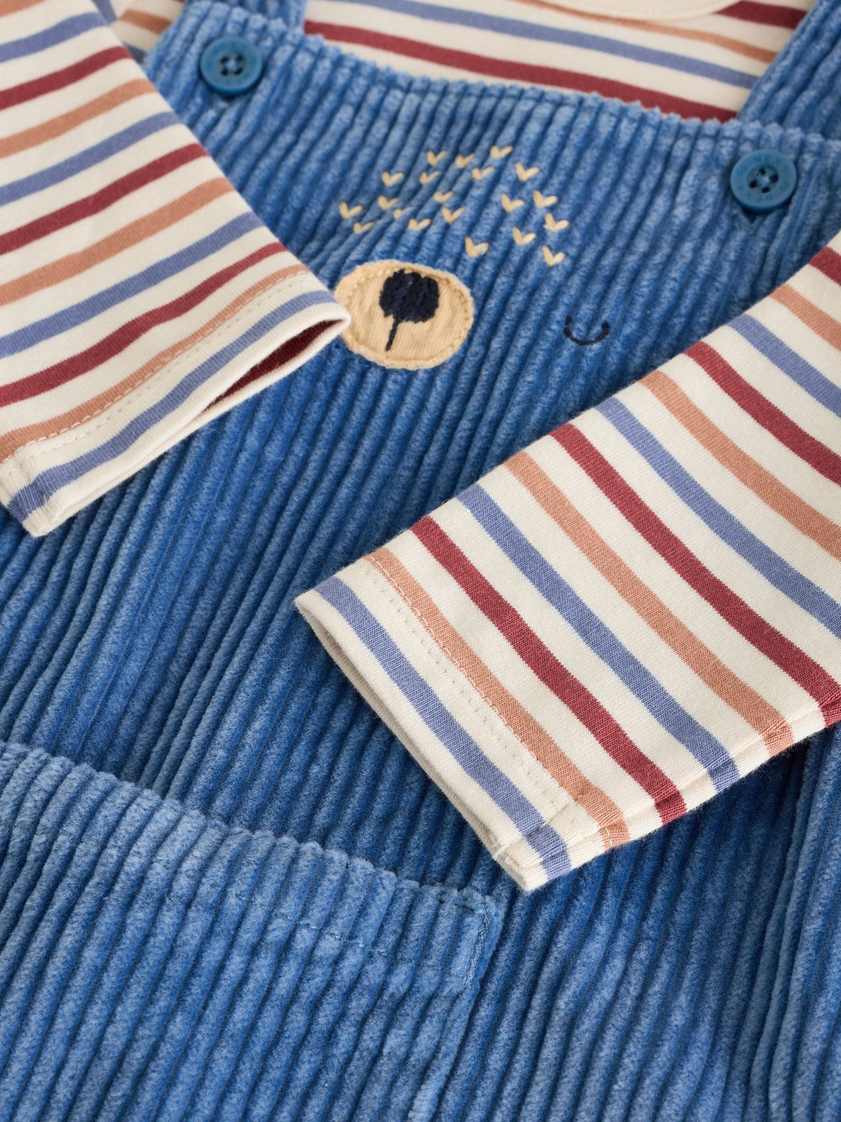 Navy Blue Bear Cord Dungarees and Bodysuit Baby Set (0mths-3yrs)