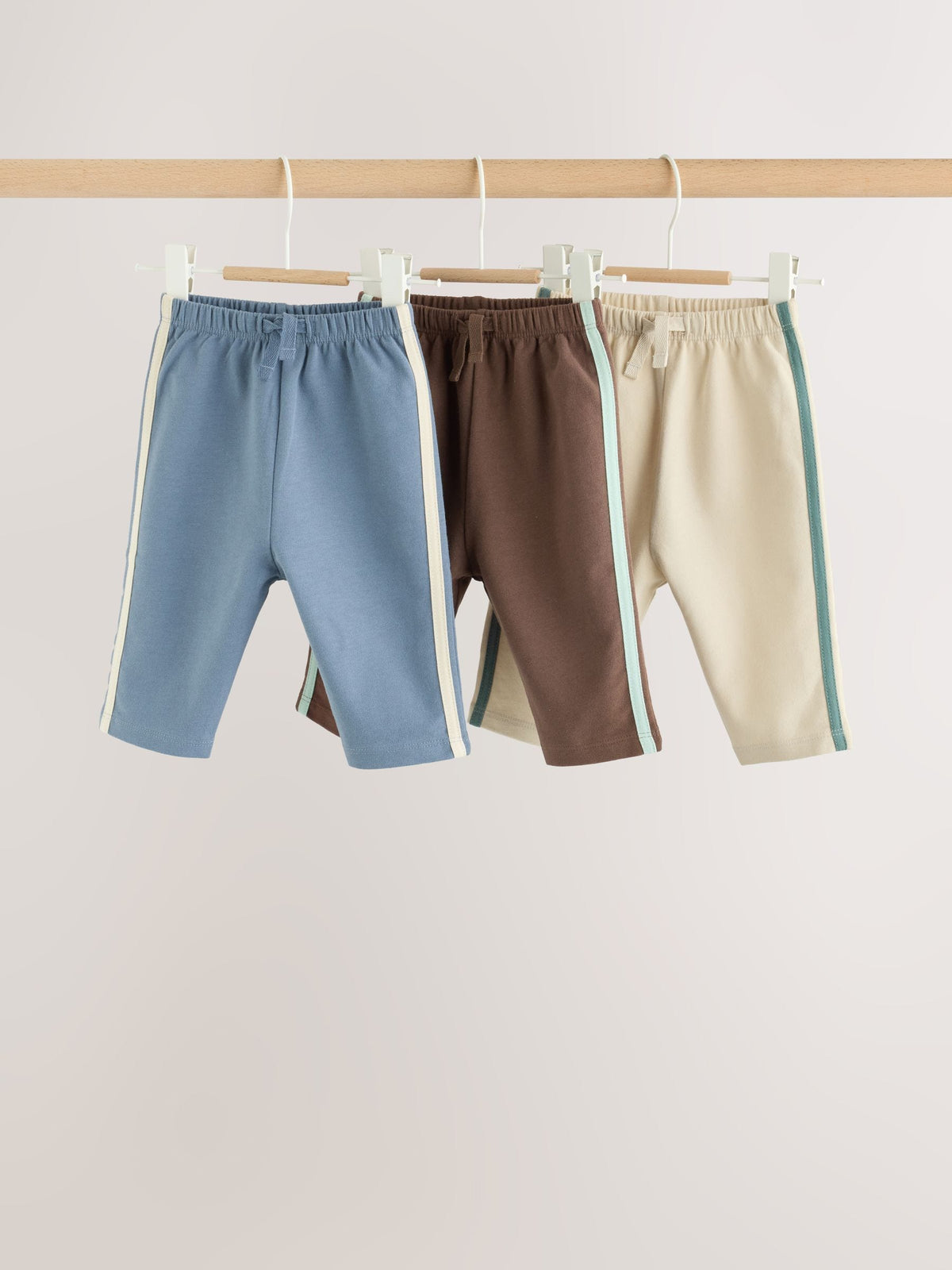 Blue/Brown/Cream Baby Straight Leg Joggers 3 Pack (0mths-2yrs)