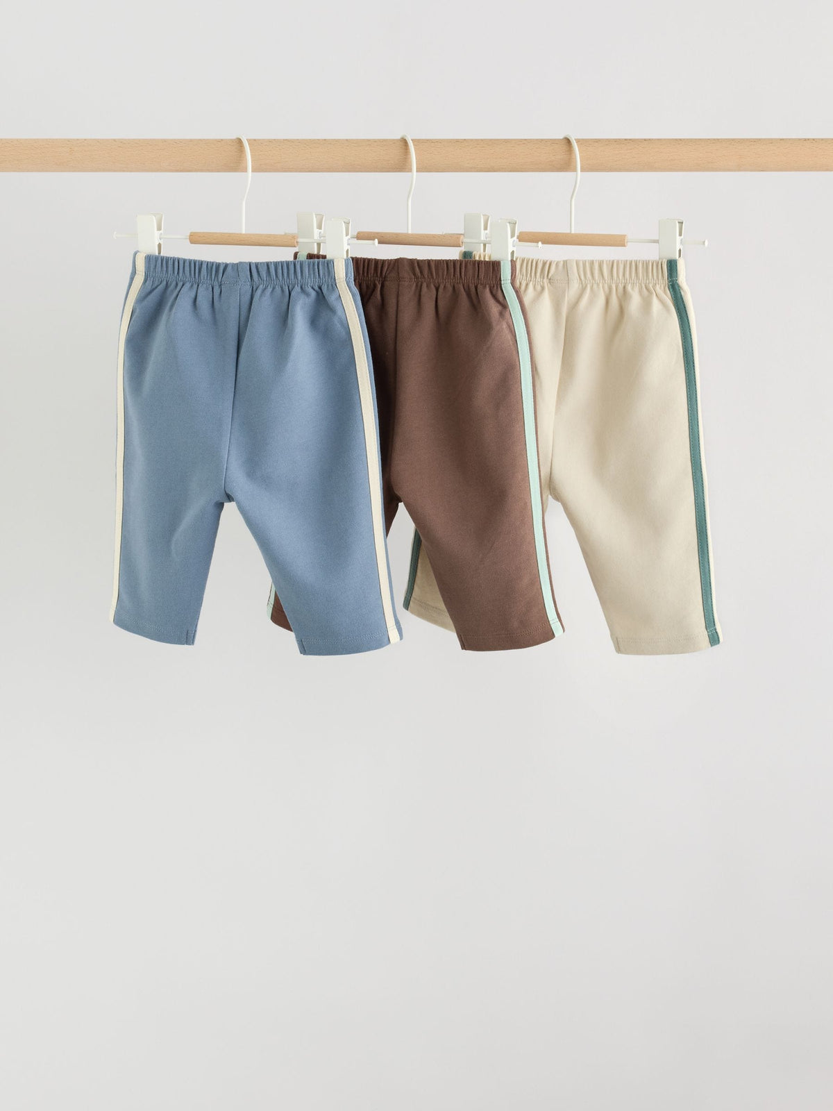 Blue/Brown/Cream Baby Straight Leg Joggers 3 Pack (0mths-2yrs)