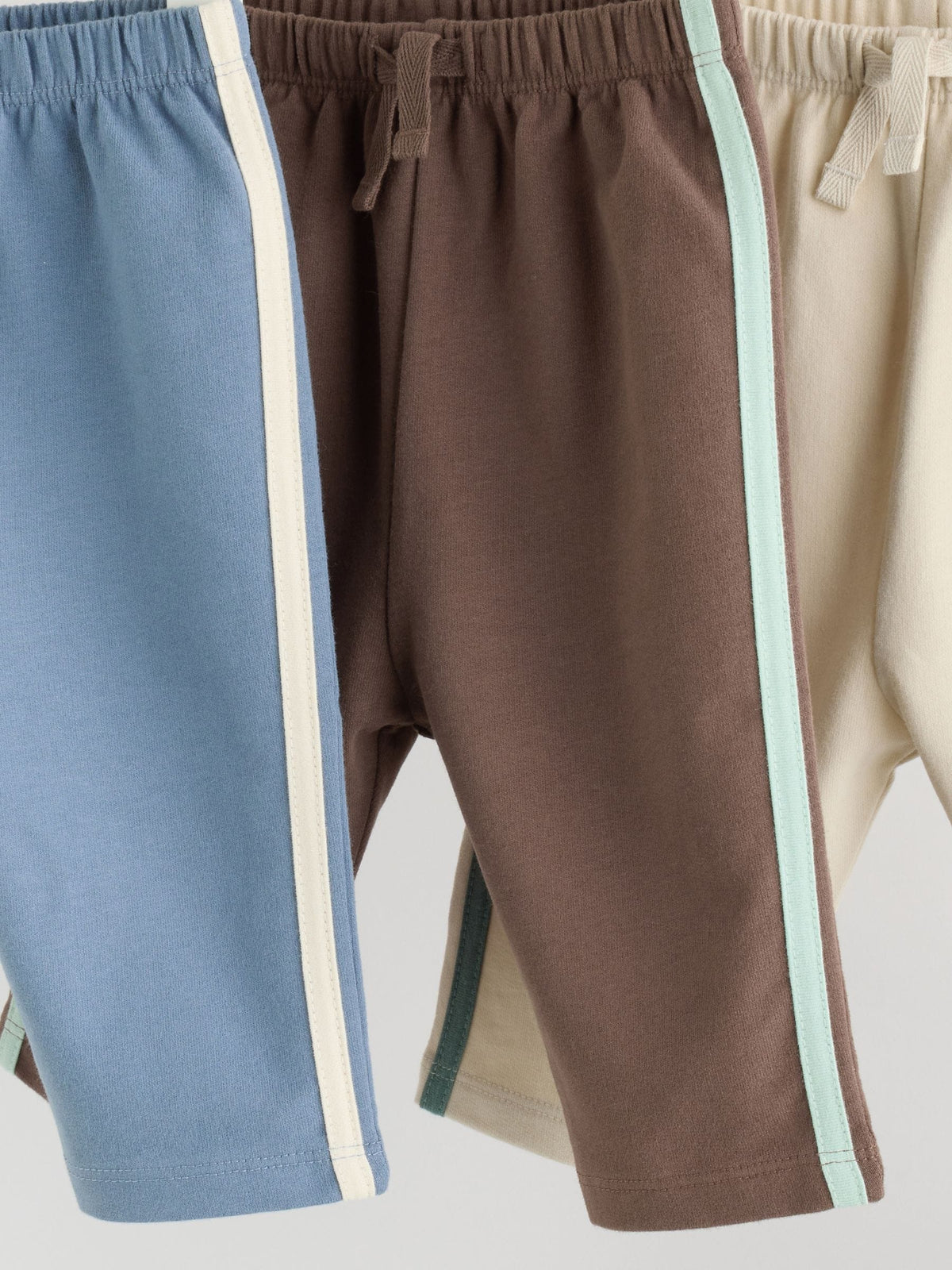 Blue/Brown/Cream Baby Straight Leg Joggers 3 Pack (0mths-2yrs)