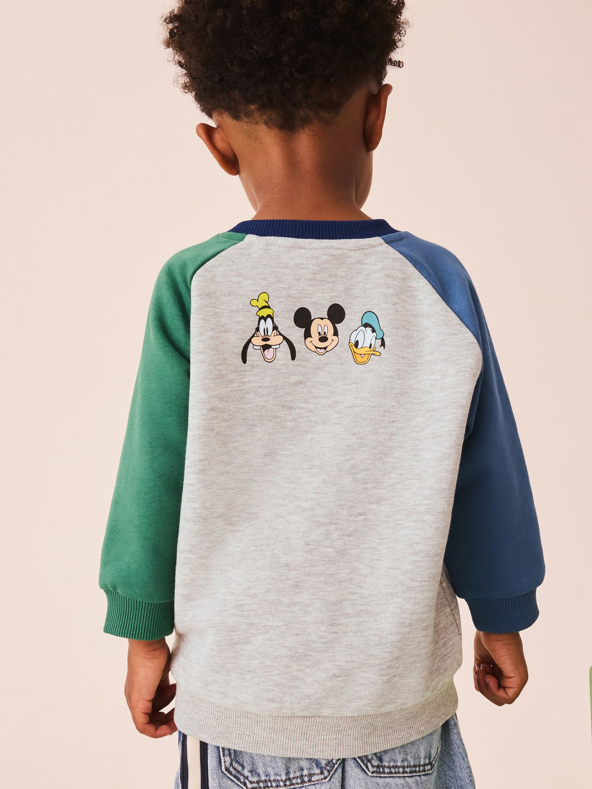 Grey Colour Block Mickey Mouse Printed Crew Sweatshirt (3mths-8yrs)