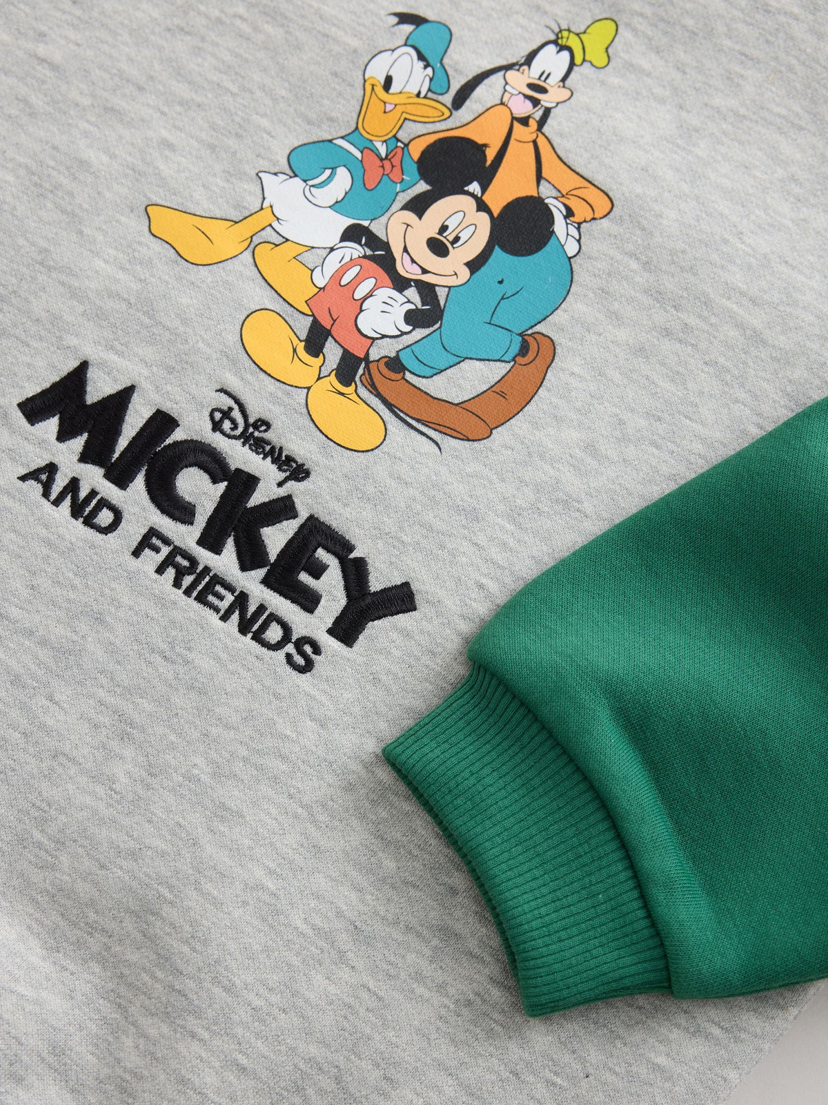Grey Colour Block Mickey Mouse Printed Crew Sweatshirt (3mths-8yrs)