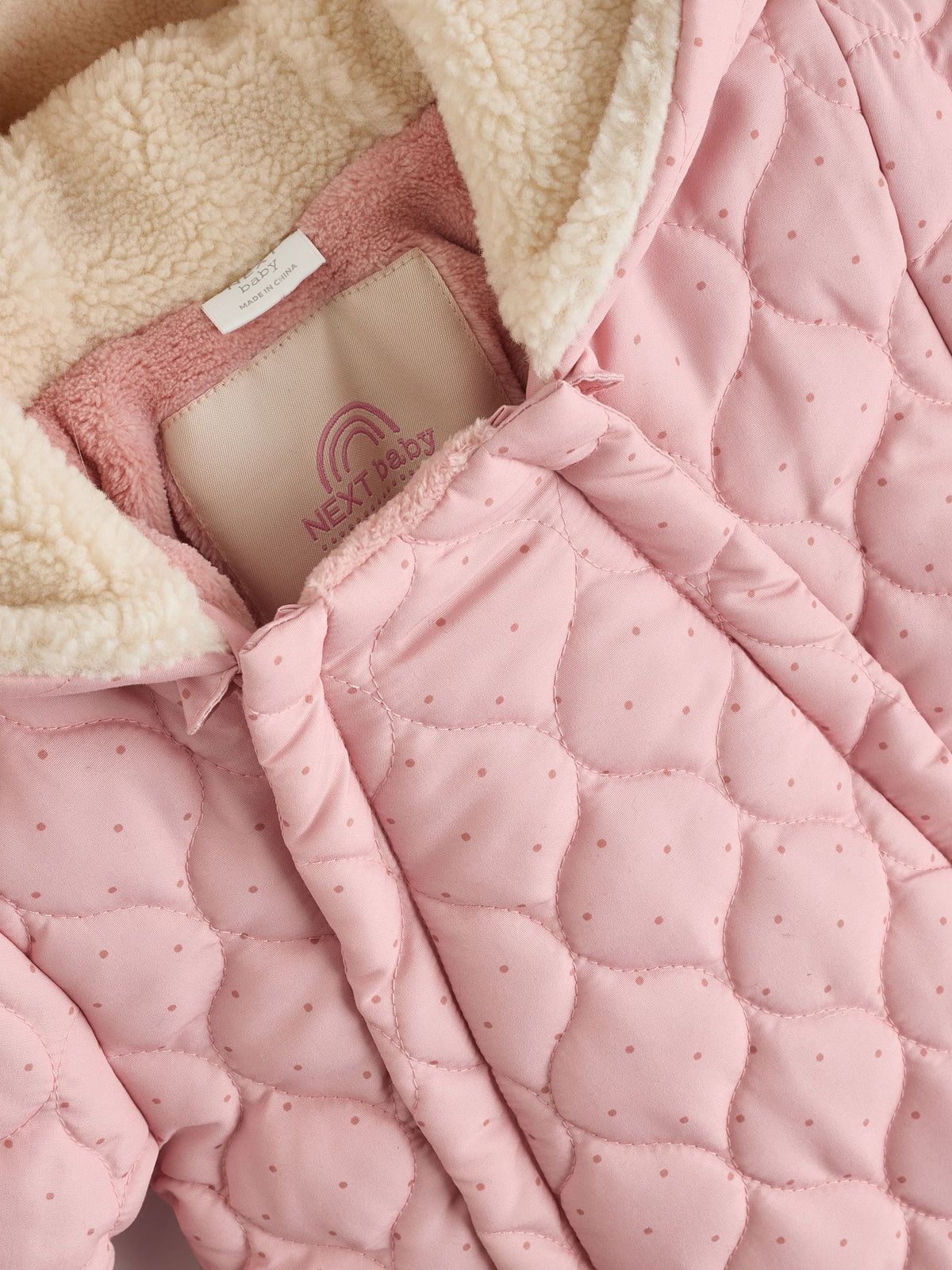 Pink Nylon Spot Double Zip Hooded Baby All-In-One (0mths-2yrs)