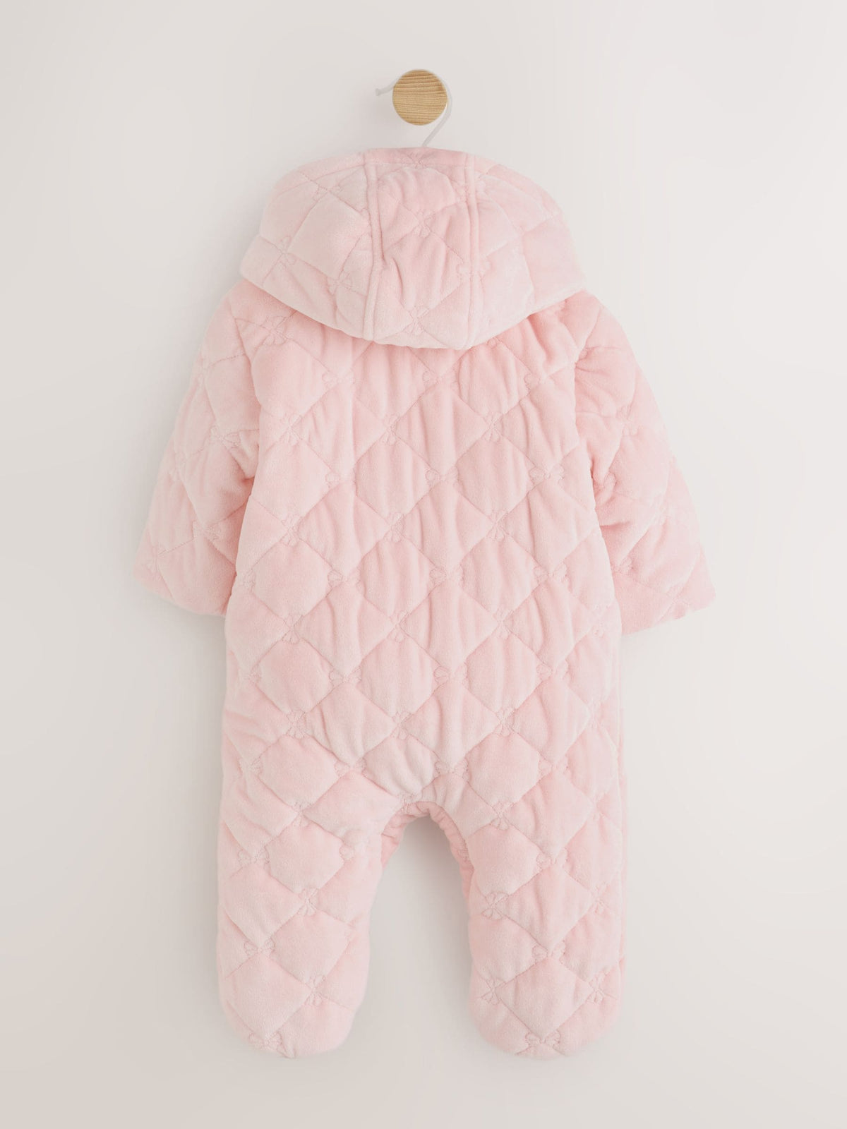 Pink Velour Quilted Baby Zip Up All-In-One (0mths-2yrs)