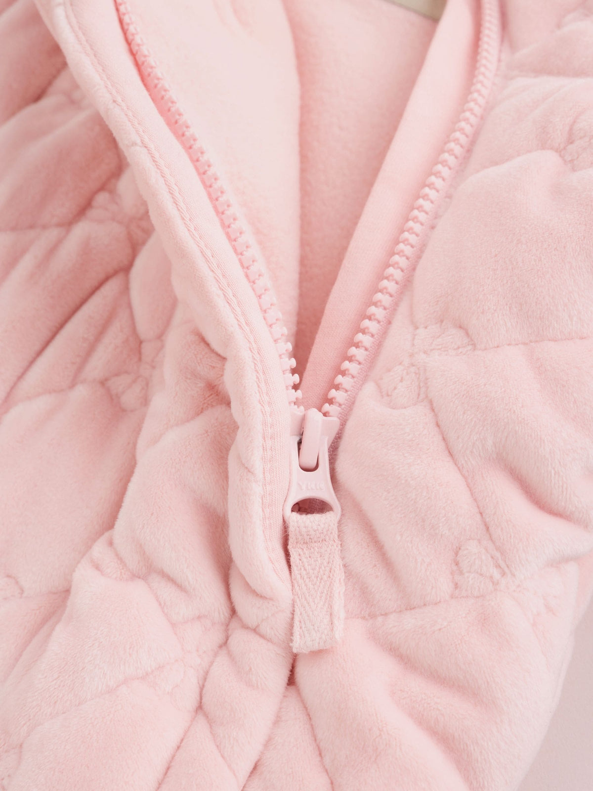 Pink Velour Quilted Baby Zip Up All-In-One (0mths-2yrs)