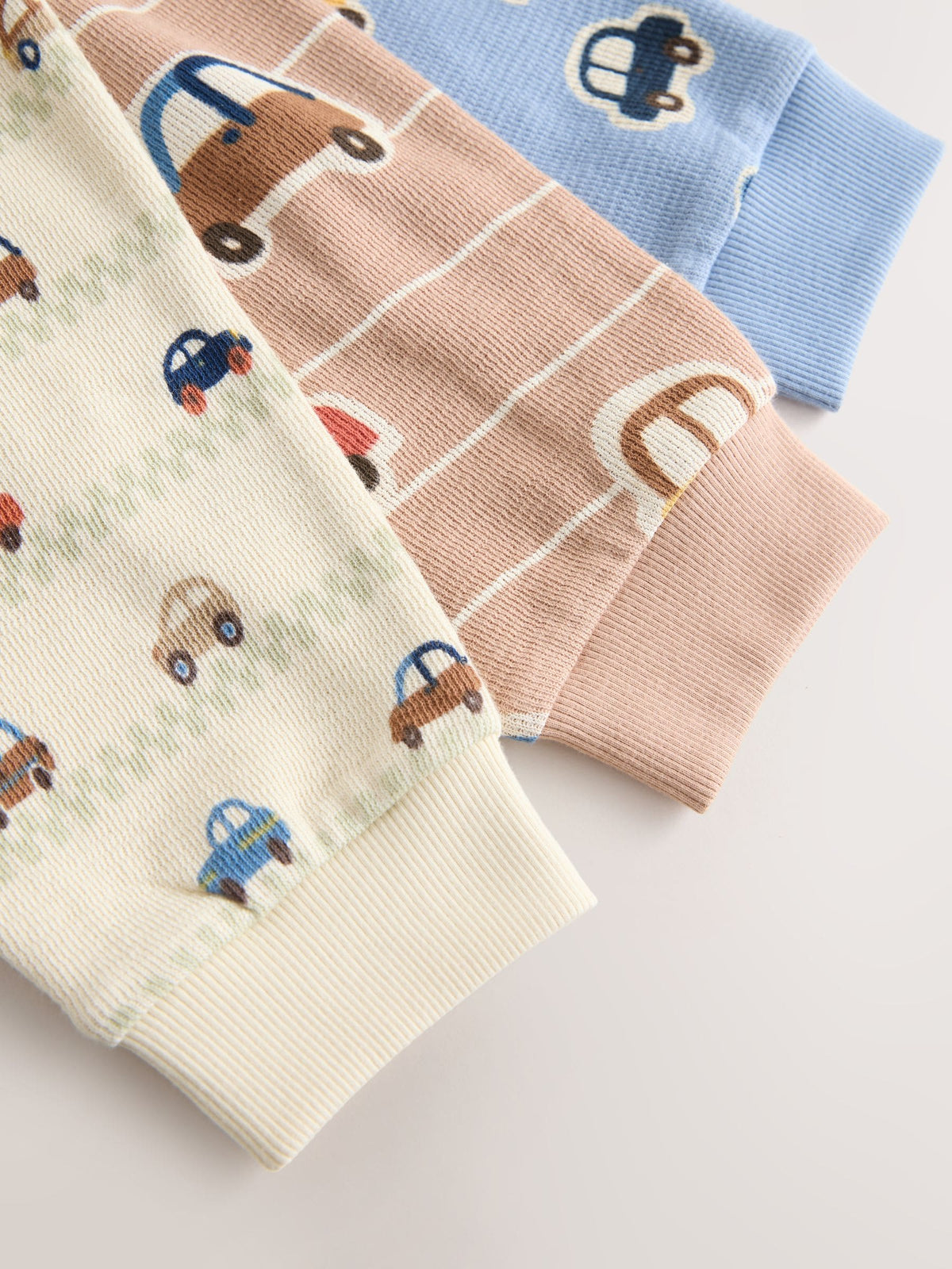 Ecru/Blue/Tan Transport Snuggle Pyjamas 3 Pack (9mths-8yrs)