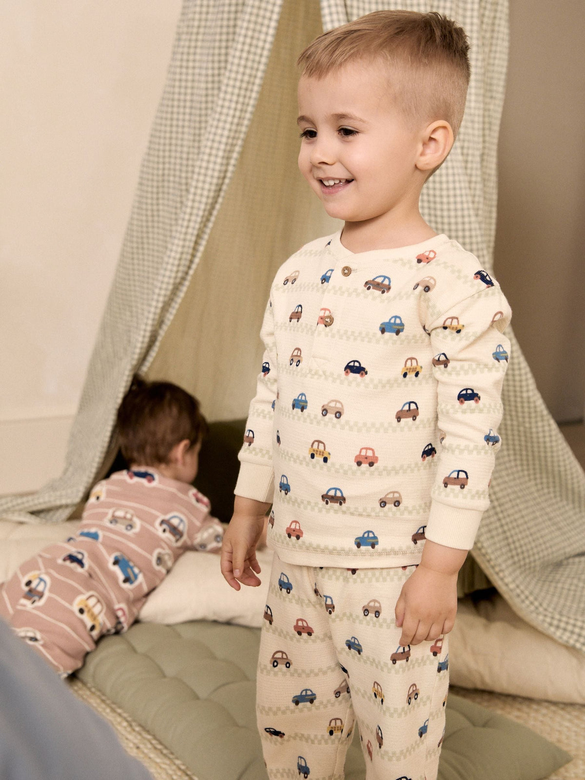 Ecru/Blue/Tan Transport Snuggle Pyjamas 3 Pack (9mths-8yrs)
