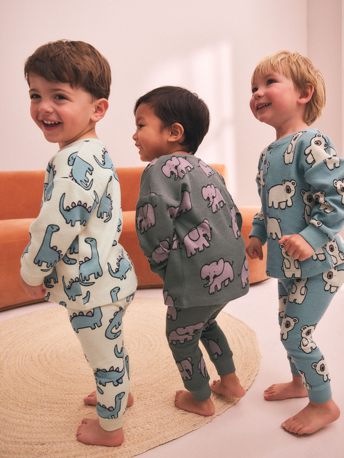 Charcoal/Blue All Over Stompy Animal Snuggle Pyjamas 3 Pack (9mths-10yrs)