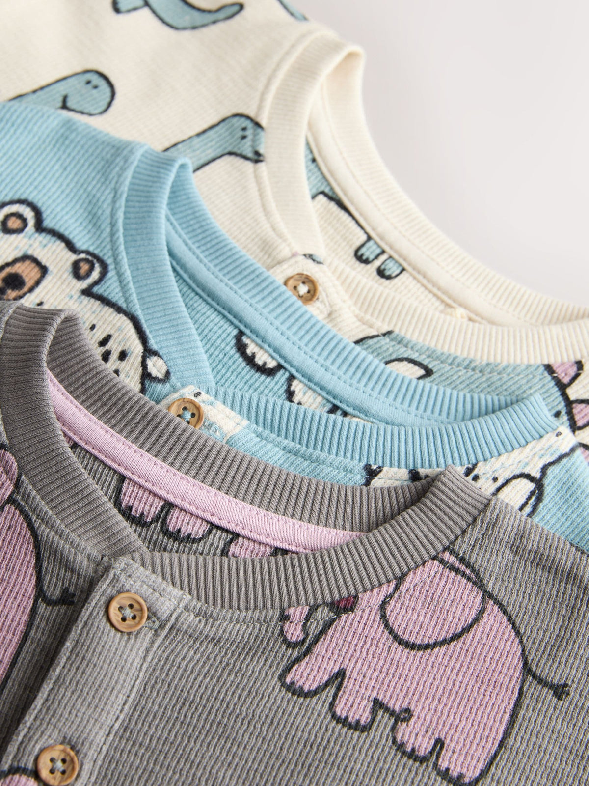 Charcoal/Blue All Over Stompy Animal Snuggle Pyjamas 3 Pack (9mths-10yrs)