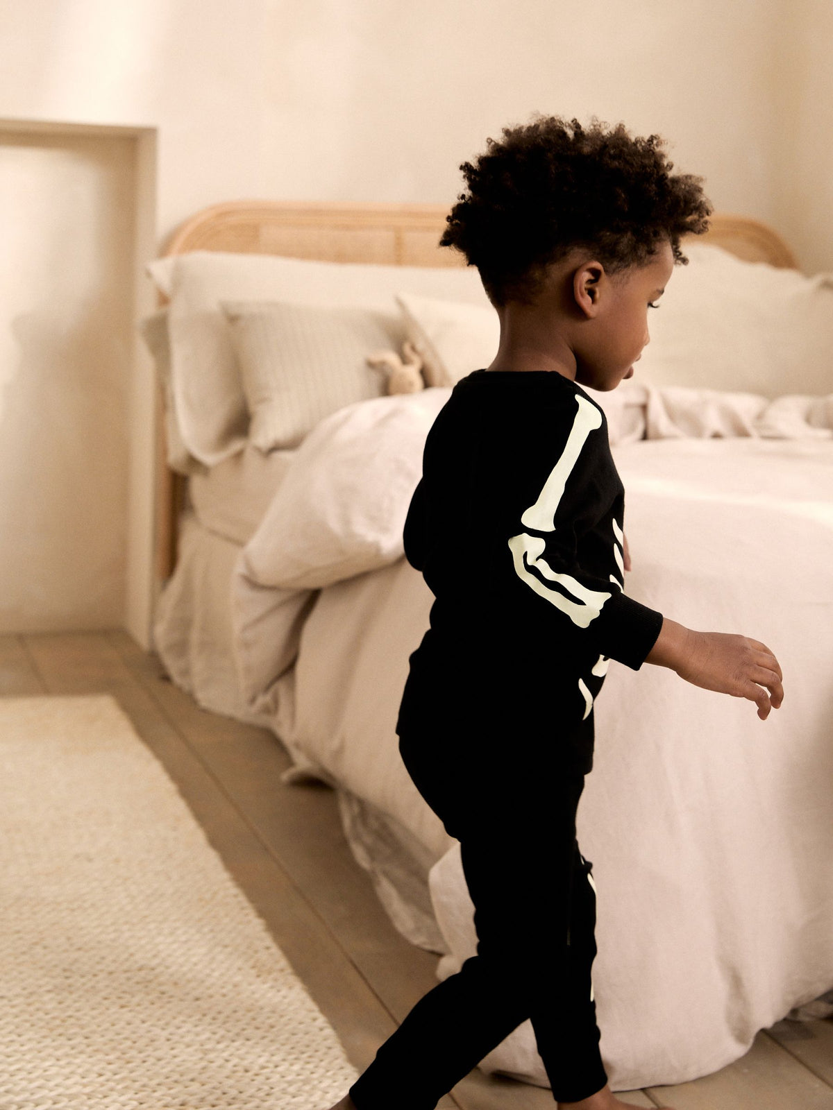Black Glow in the Dark Skeleton Halloween Pyjamas (9mths-12yrs)