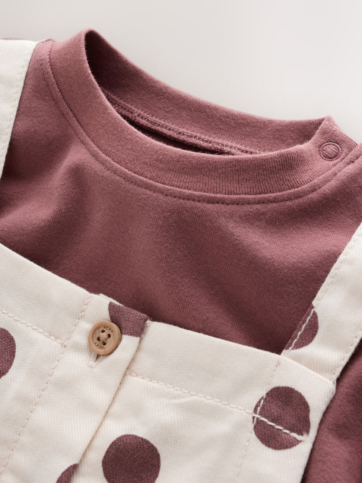 Brown/Cream Spot Baby Long Sleeve Bodysuit And Woven Dungarees Set 2 Piece (0mths-2yrs)