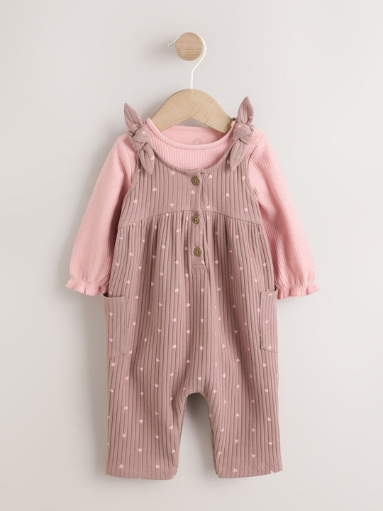 Chocolate Brown Spot Jersey Dungaree and Bodysuit Baby Set 2 Piece (0mths-2yrs)