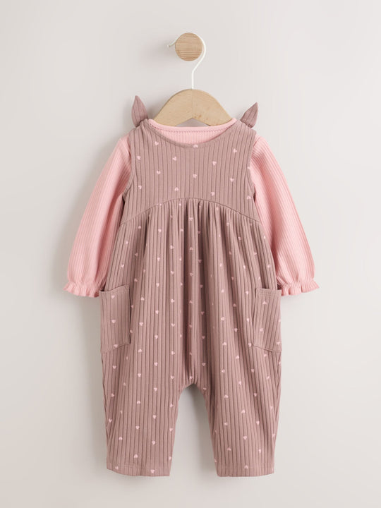 Chocolate Brown Spot Jersey Dungaree and Bodysuit Baby Set 2 Piece (0mths-2yrs)