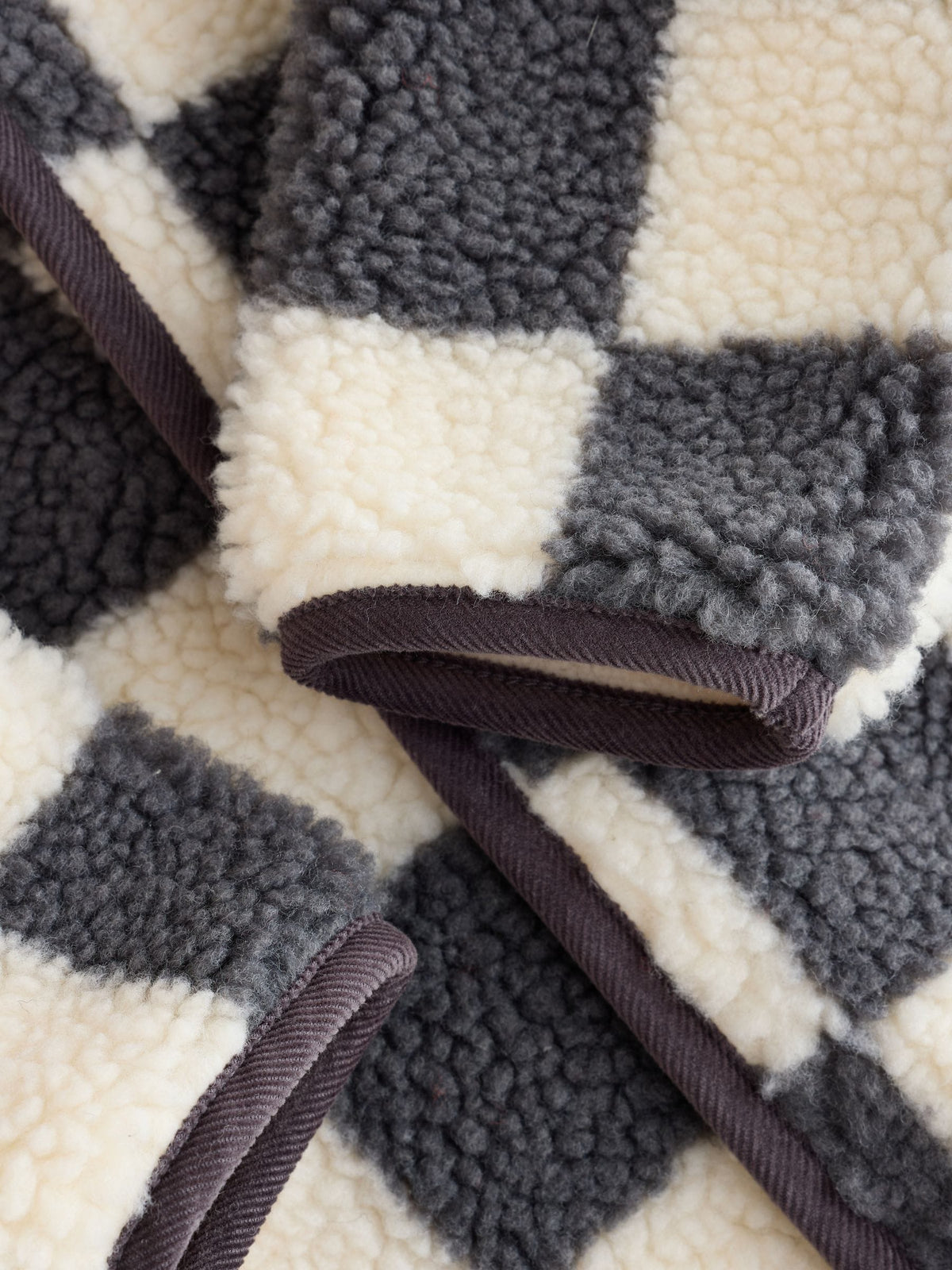 Grey Checkerboard Hooded Borg Baby Jacket (0mths-2yrs)