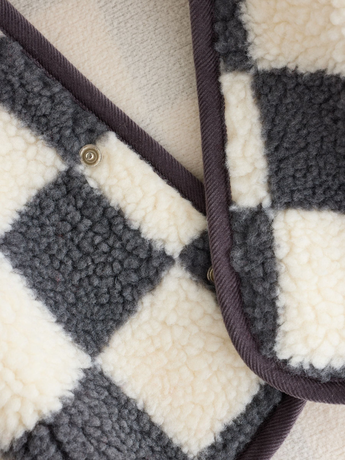 Grey Checkerboard Hooded Borg Baby Jacket (0mths-2yrs)