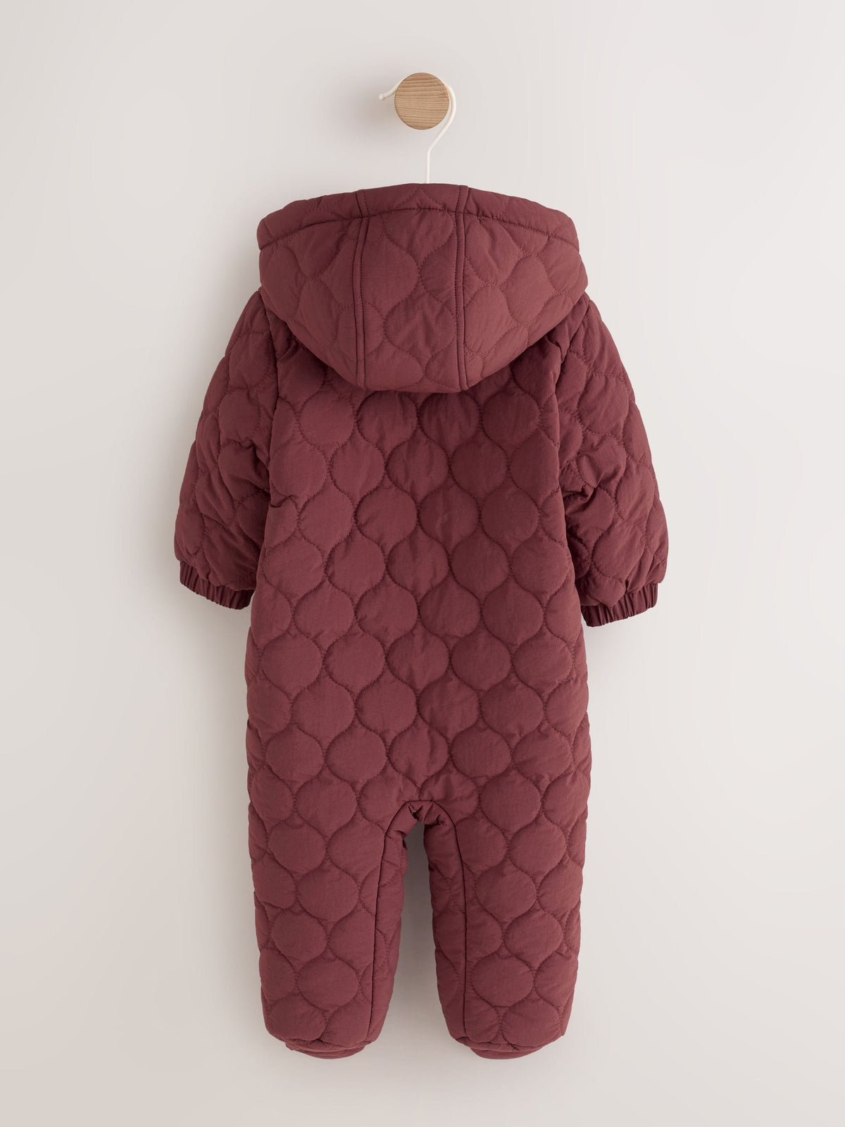 Burgundy Red Quilted Hooded Nylon Baby All-In-One (0-18mths)