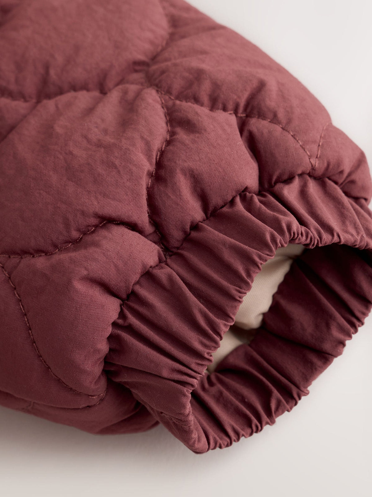Burgundy Red Quilted Hooded Nylon Baby All-In-One (0-18mths)