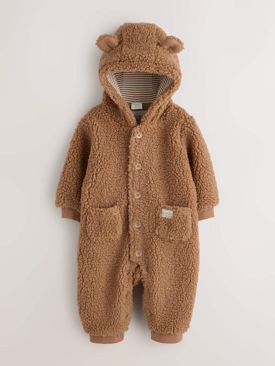 Brown Borg Hooded Baby Pramsuit