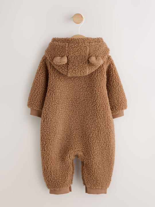 Brown Borg Hooded Baby Pramsuit