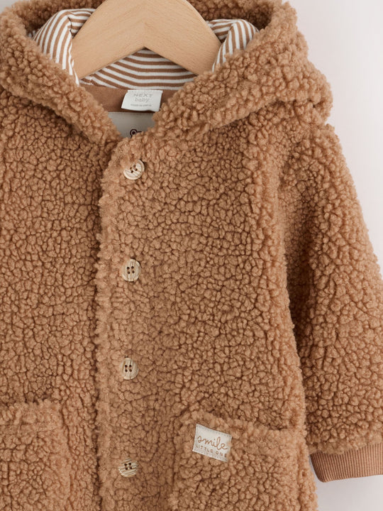 Brown Borg Hooded Baby Pramsuit